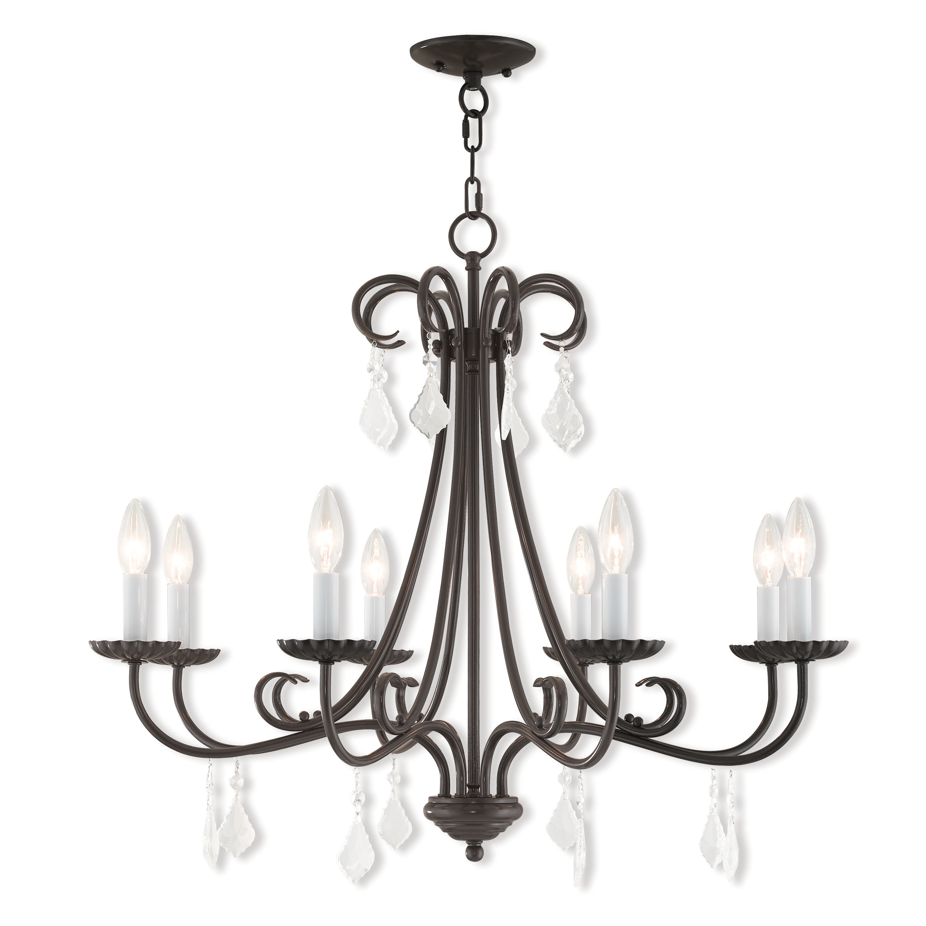 Livex Lighting 40878-92 Daphne 8 -Light Matte Bronze Traditional Crystal For Use in Bathrooms, Bedrooms, Dining Rooms, Foyers, Kitchens, Living Rooms Chandelier