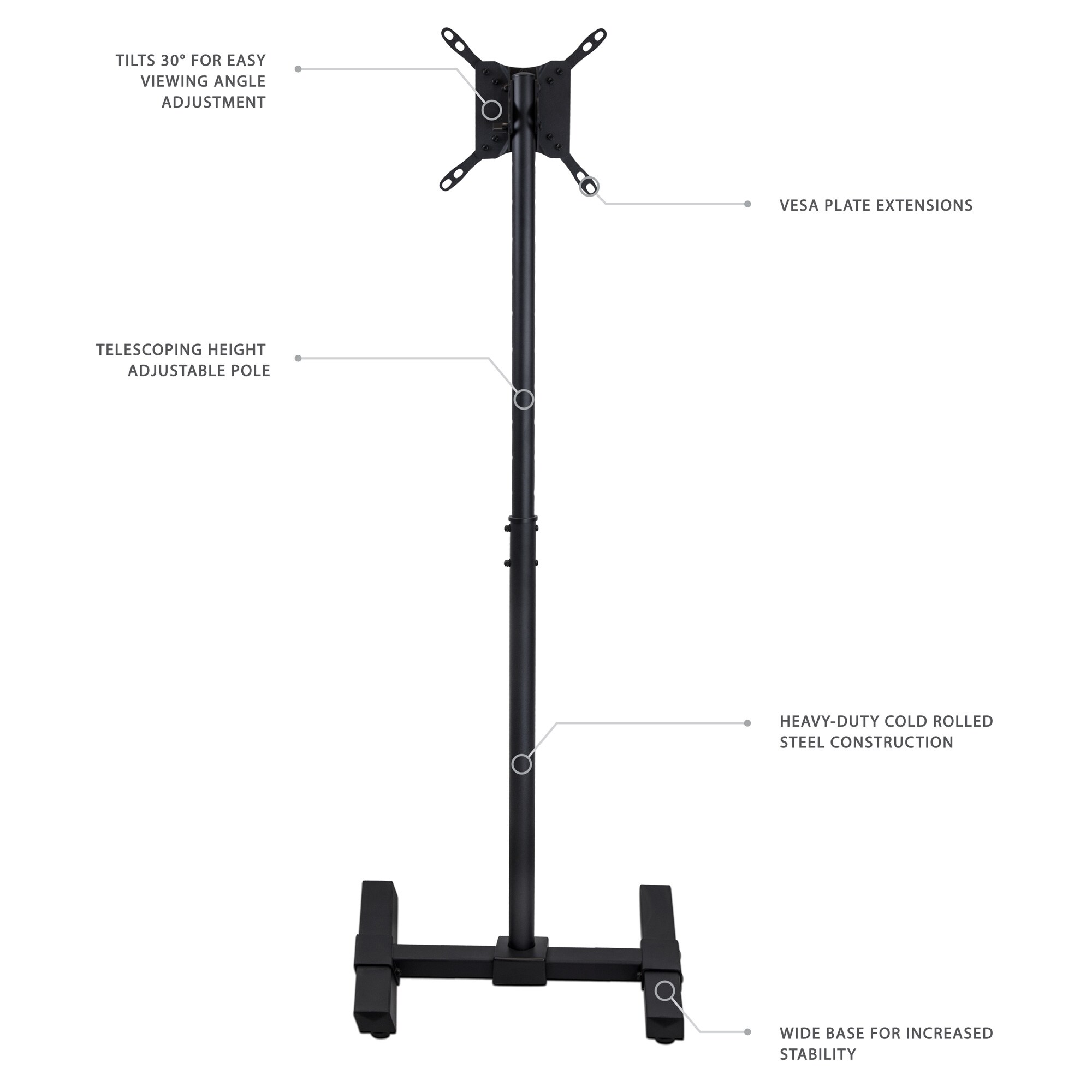 Adjustable Black Portable TV Stand for 13-42 Inch Screens