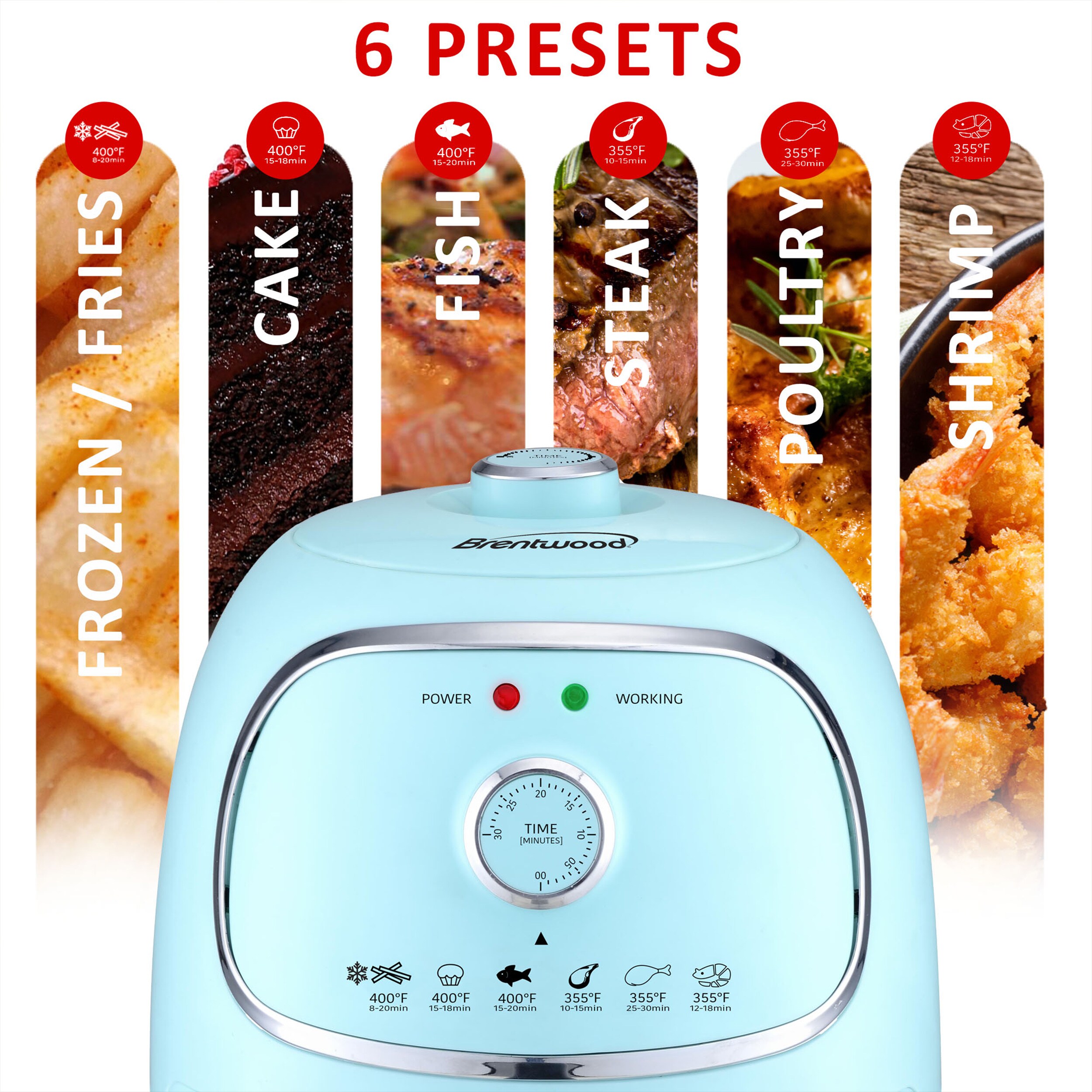 Brentwood AF-202BK 2 Quart Small Electric Air Fryer Copper with Timer and  Temp Control in 2023