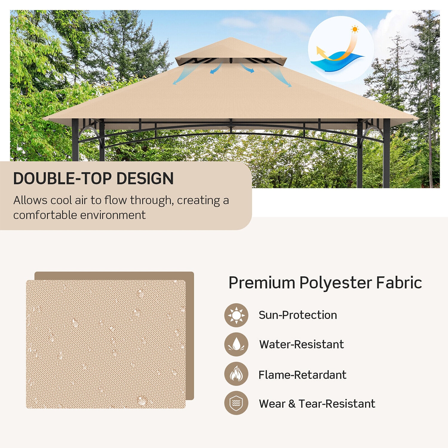 WELLFOR DOJ3672CF Wood-Resin-Gazebos - View #2
