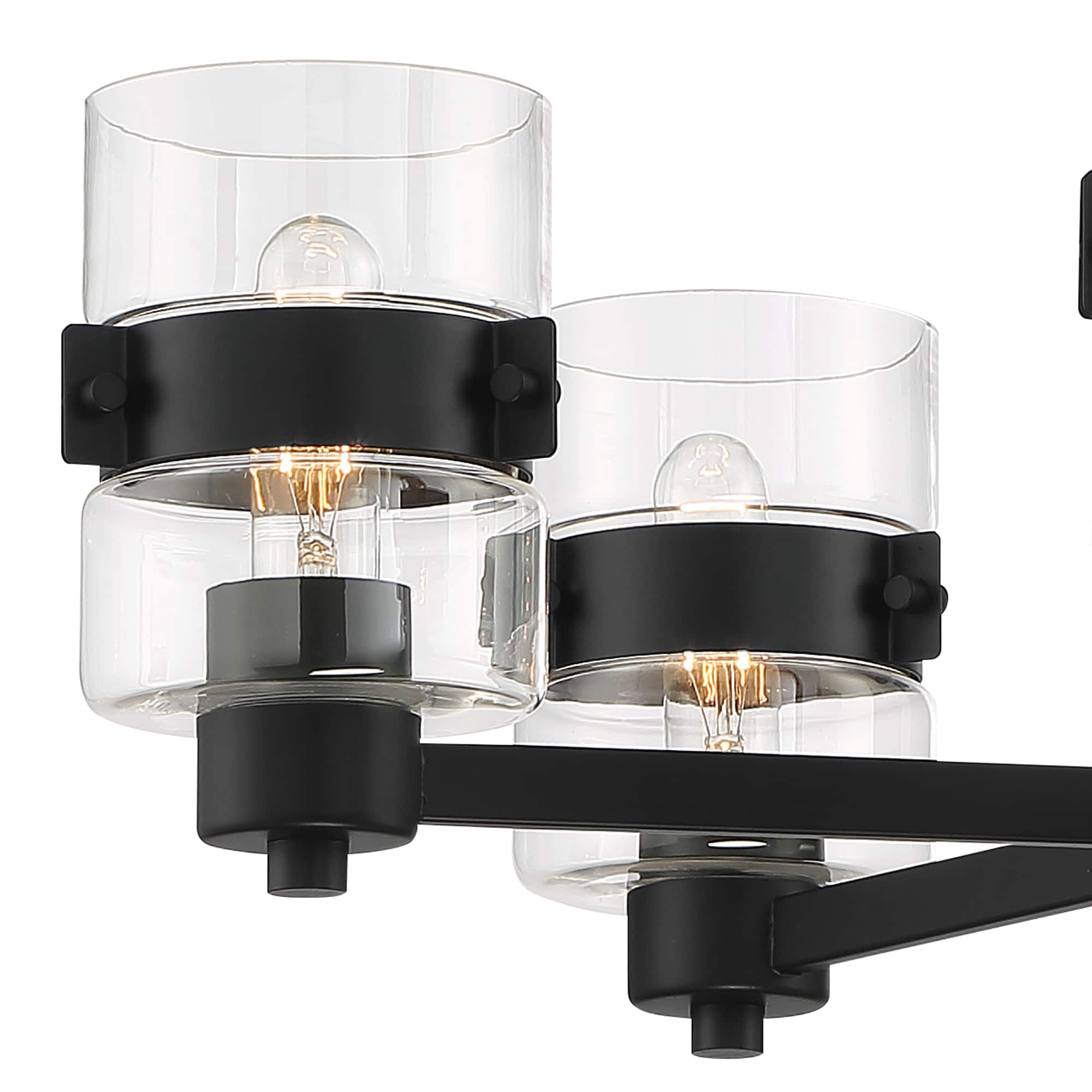 Midnight LA Chic 26" Matte Black 5-Light Chandelier with Clear Glass
