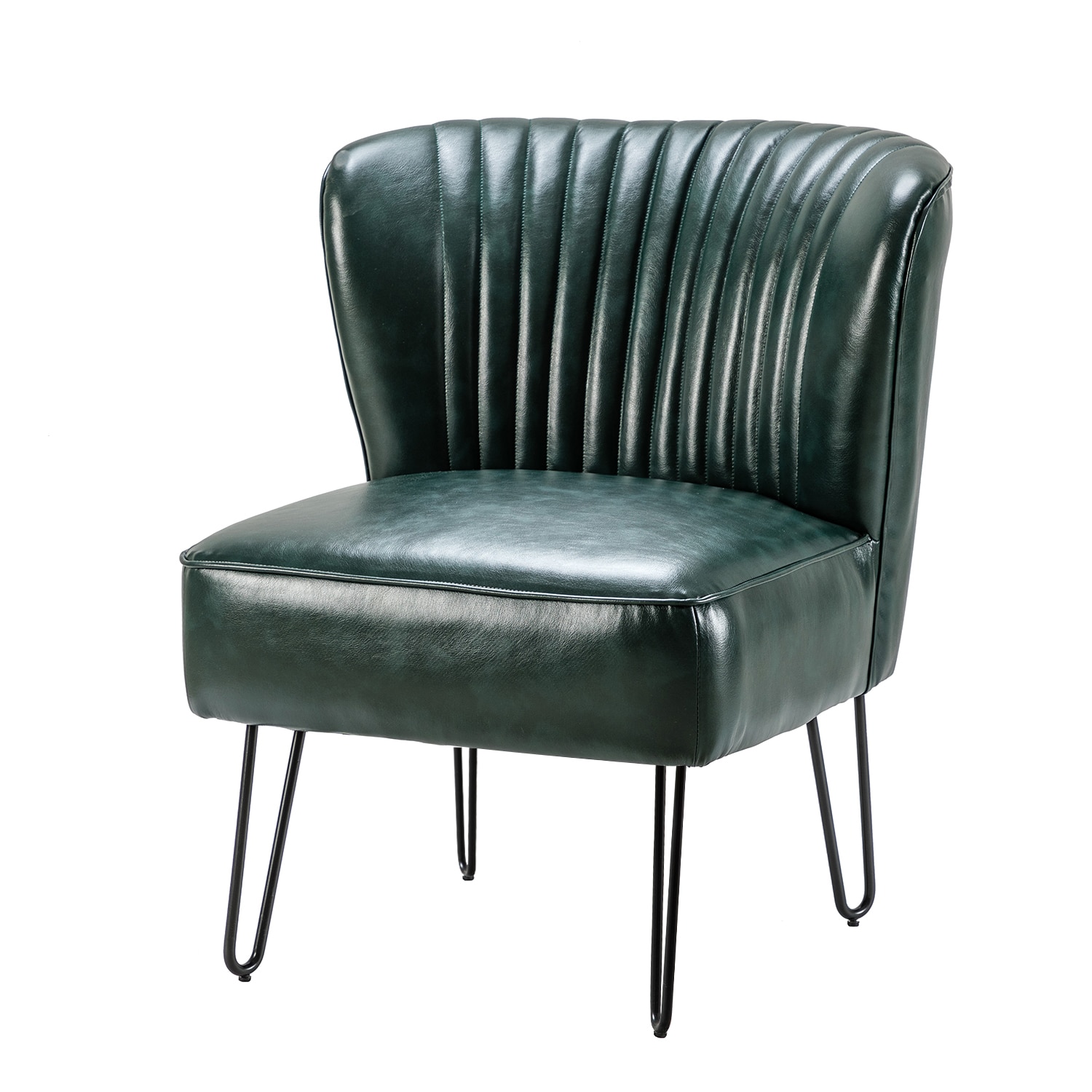 14 Karat Home CHM0196-GREEN Modern GREEN Faux leather Accent Chair