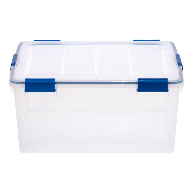 Iris 19 qt. Weatherpro Clear Plastic Storage Box, Lid Blue, Clear/Blue