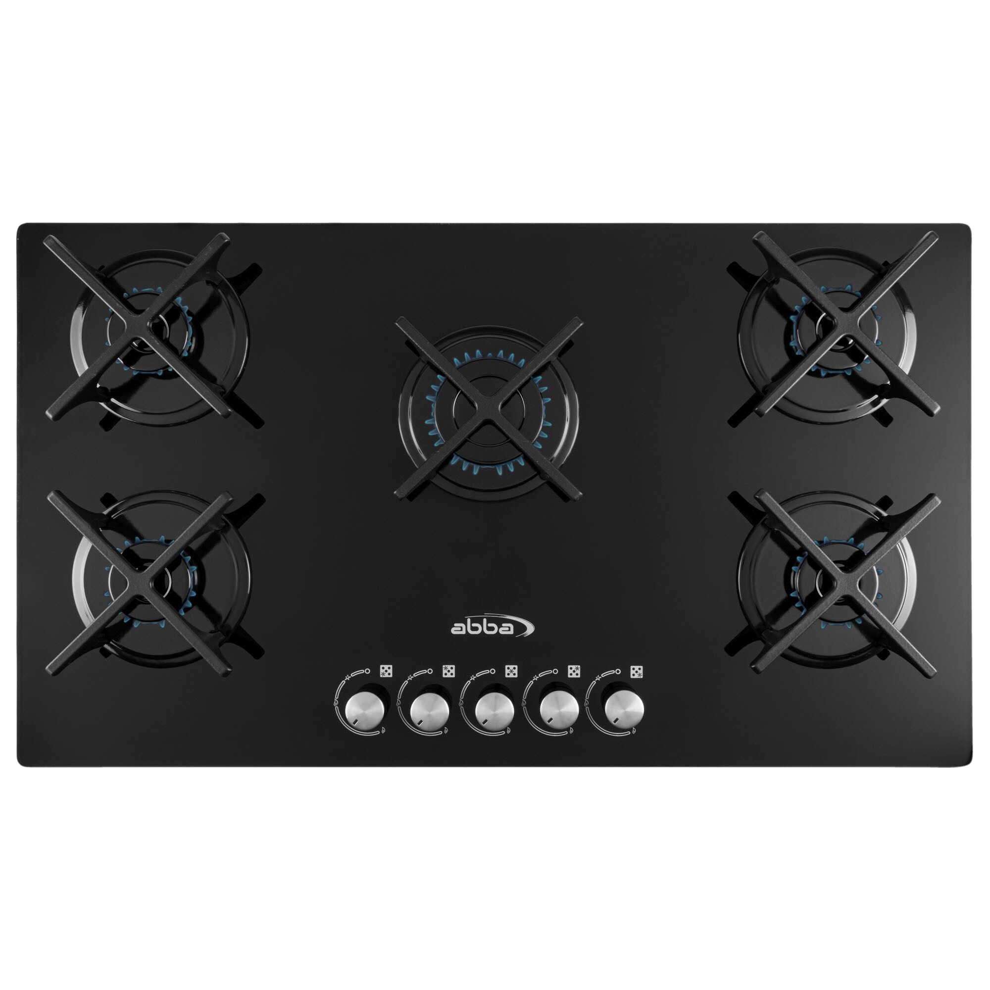 ABBA CG-501-V5C 30-in Gas Cooktop 6-in/8-in Burner Grate (Black Tempered Glass)