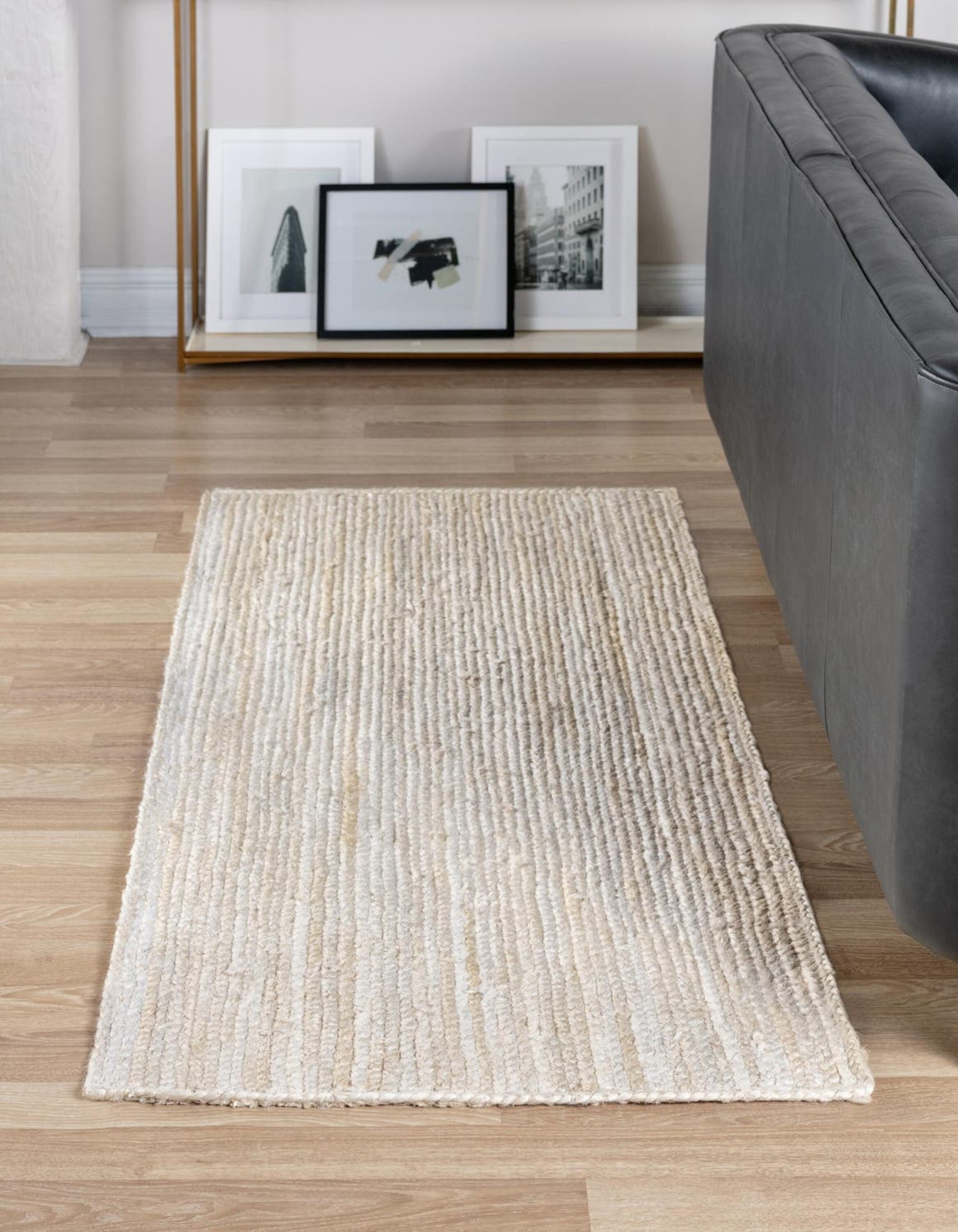 Unique Loom 3138942 Braided Jute 3 x 6 (ft) Braided Jute White Rectangular Indoor Solid Runner rug