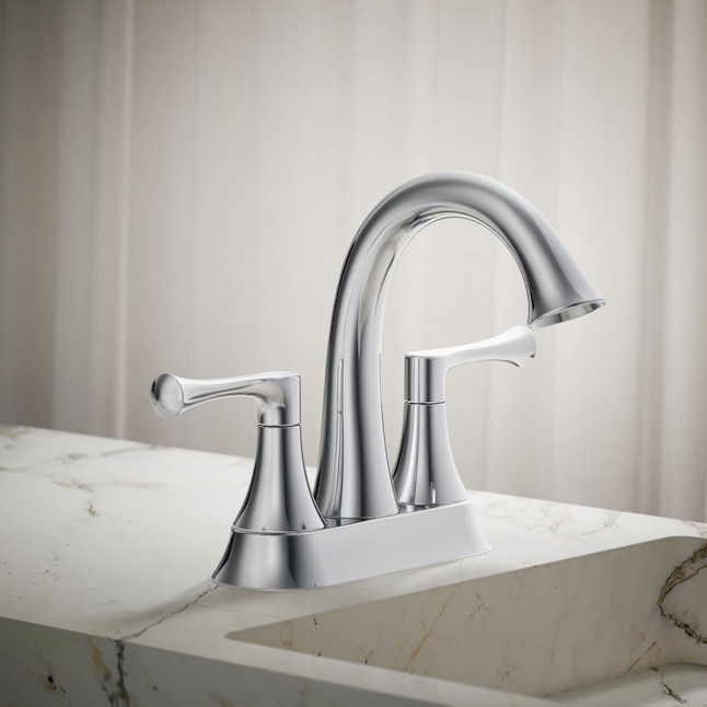 KOHLER Lilyfield Brushed Nickel 2-Handle 4-in Centerset WaterSense Bathroom Sink Faucet with Drain KOHLER Lilyfield Brushed Nickel 2-Handle 4-in Centerset WaterSense Bathroom Sink Faucet with Drain