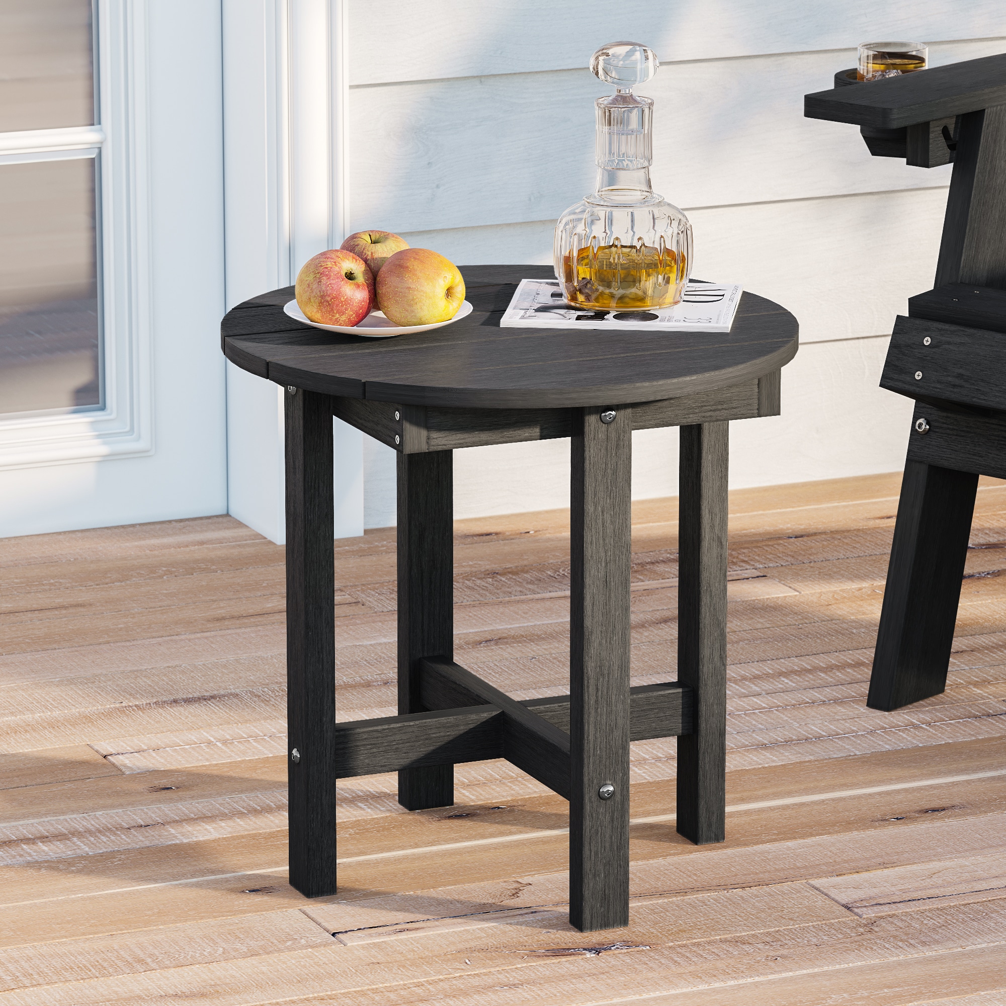 ACEGOSES Patio End Table Round Outdoor End Table 18.1-in W x 18.1-in L