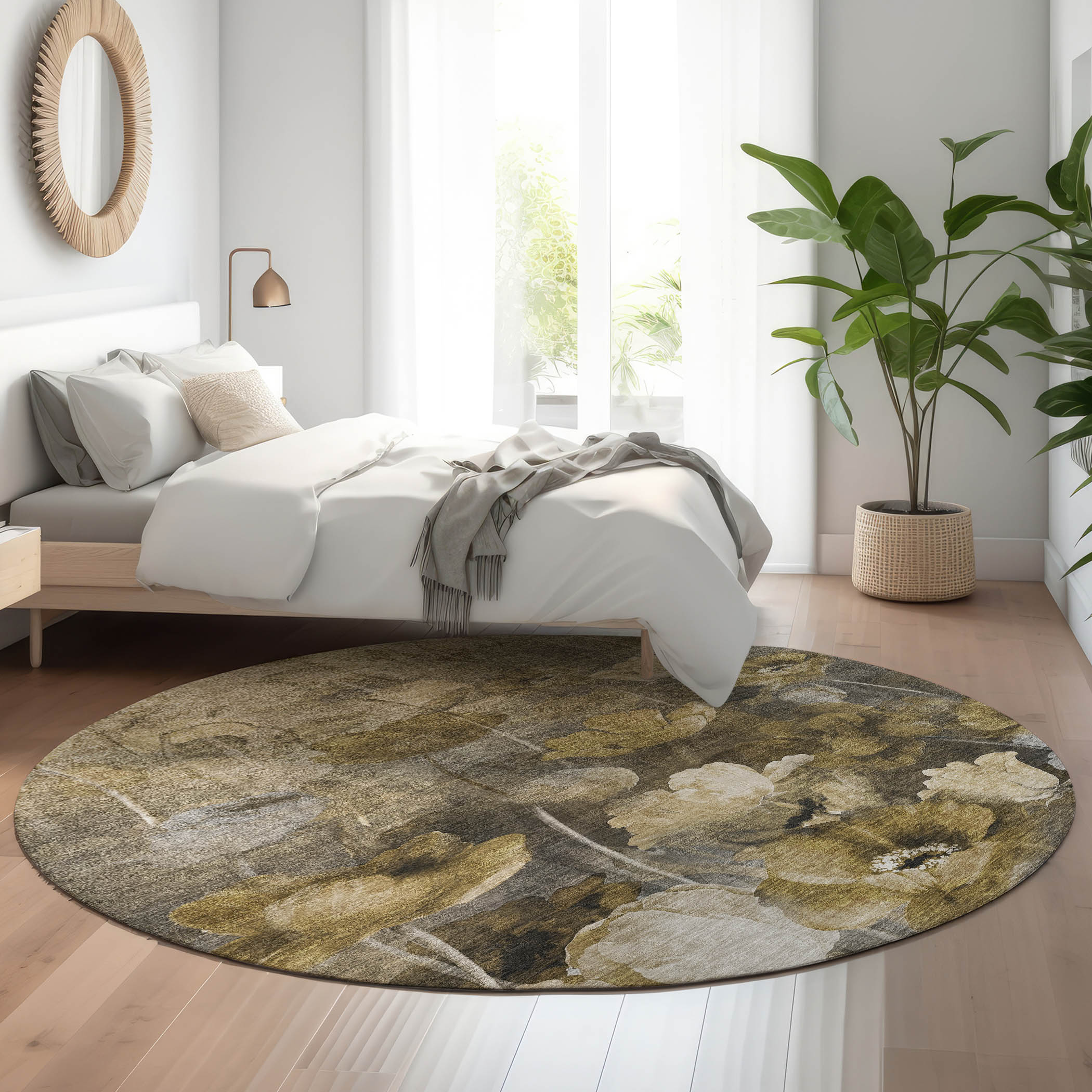 Addison Rugs AMF613TP8RO Mayfield AMF613TP 8 x 8 (ft) Loomed Polyester Taupe Round Indoor Geometric Machine washable Area rug