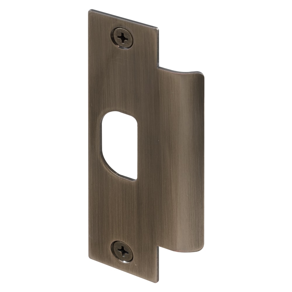 Steel entry door strike outlet plate