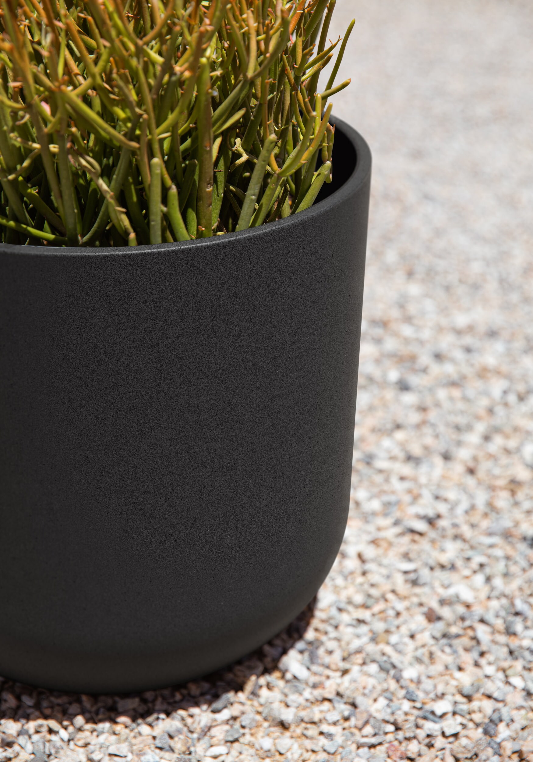 Kona 10" Black Plastic-Stone Outdoor Planter