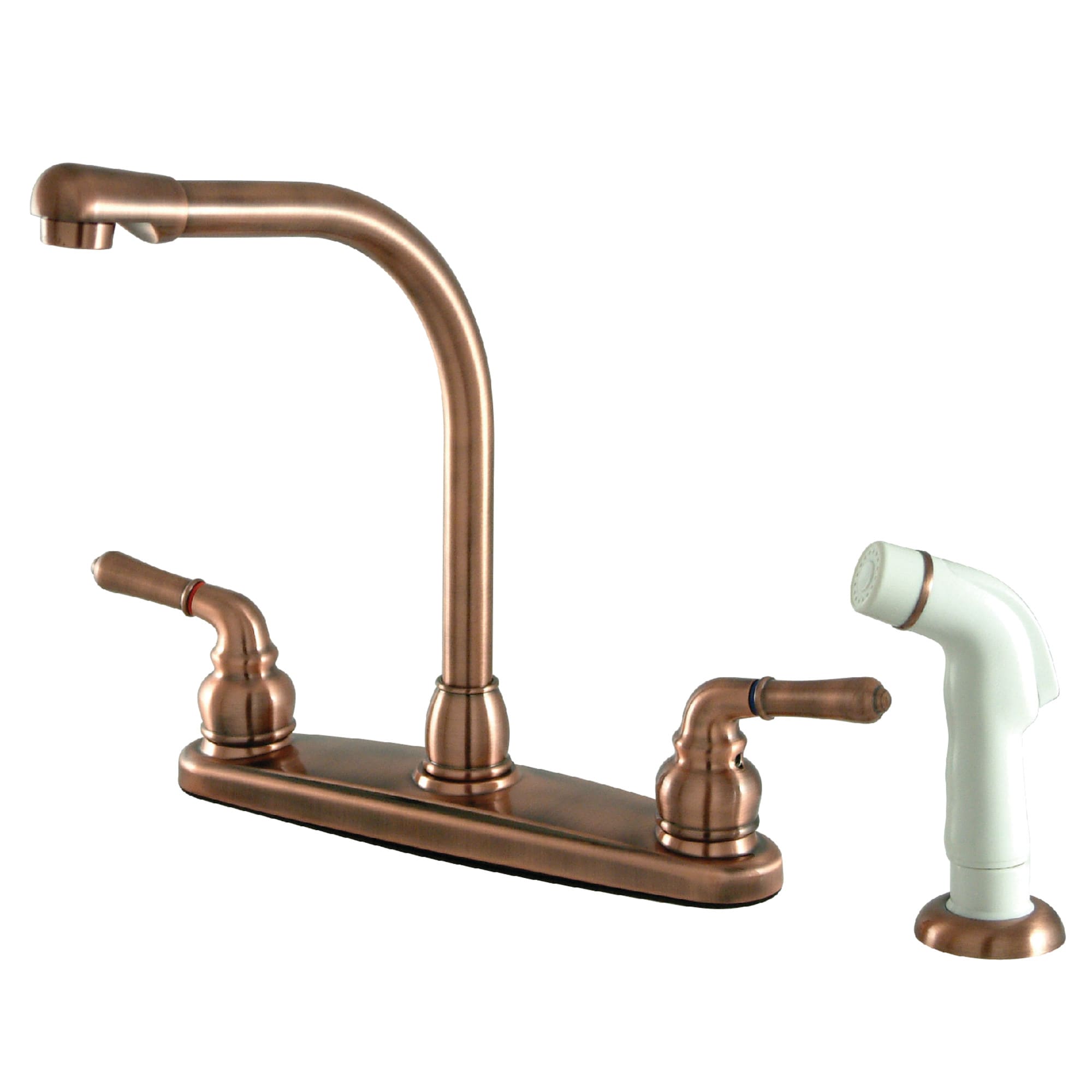 Elements of Design EB756 Magellan Antique copper Double Handle Deck-mount Kitchen Faucet ( Deck Plate Included ) ( Side Sprayer Included )
