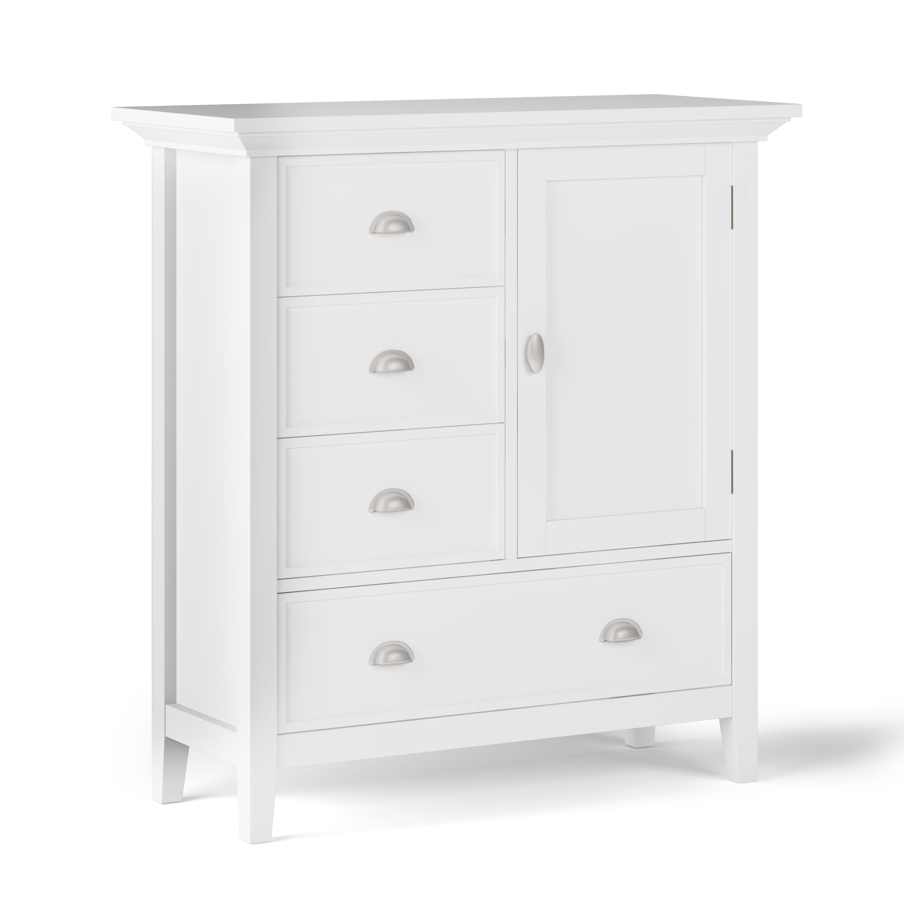 Simpli Home AXCRED15-WH Redmond White Transitional Wood Media Cabinet