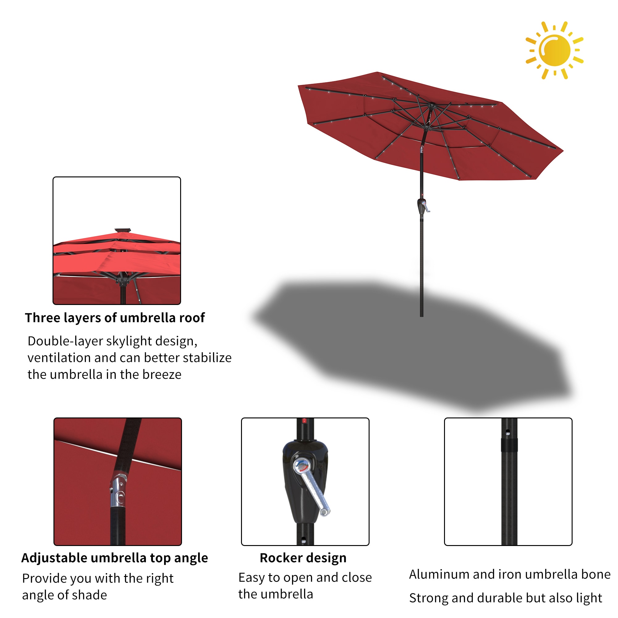 Clihome CLHT103LED-RD Umbrellas-2 - View #8