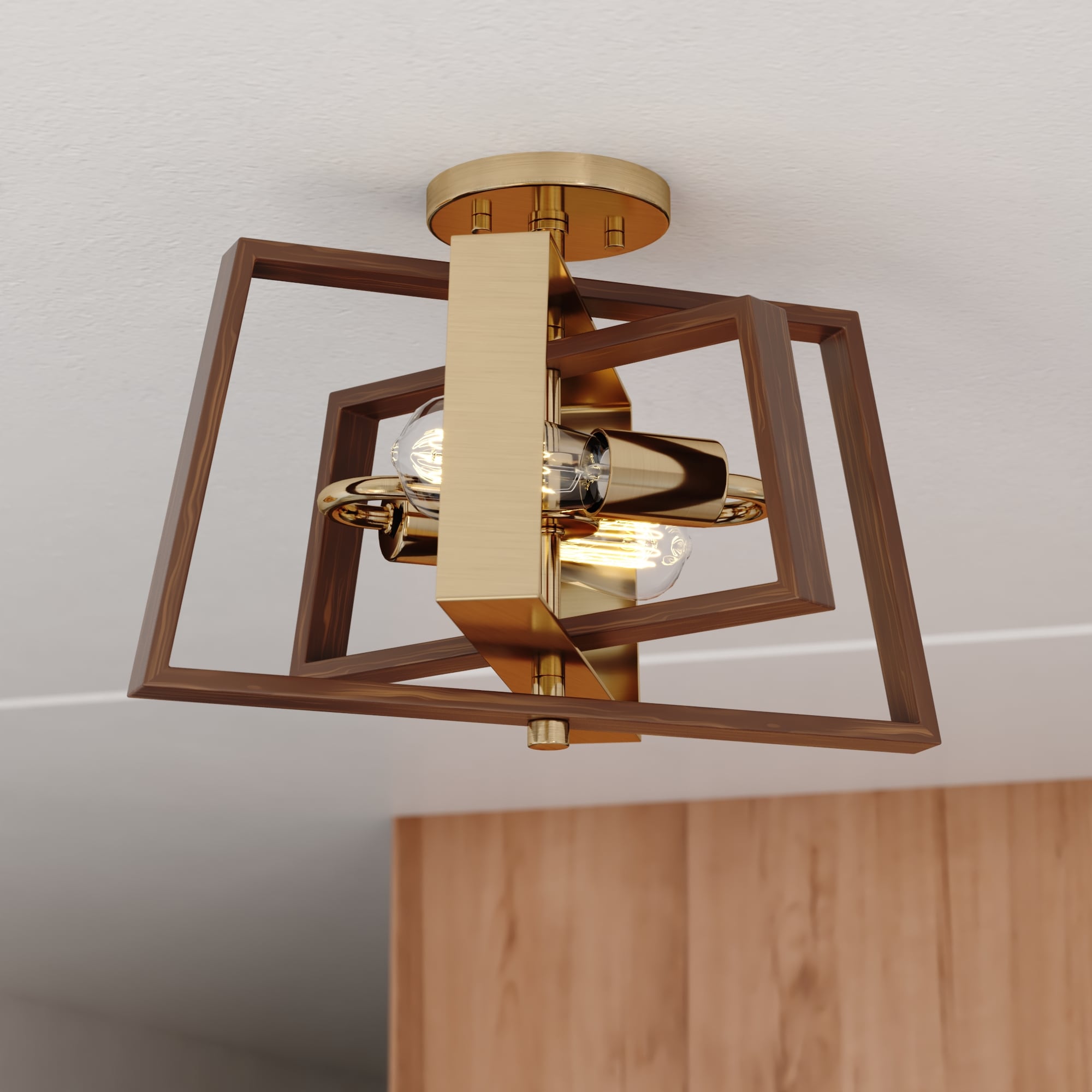 Cascadia C0251 Dunning 2 -Light 16-in Satin Brass Semi Flush Mount Light