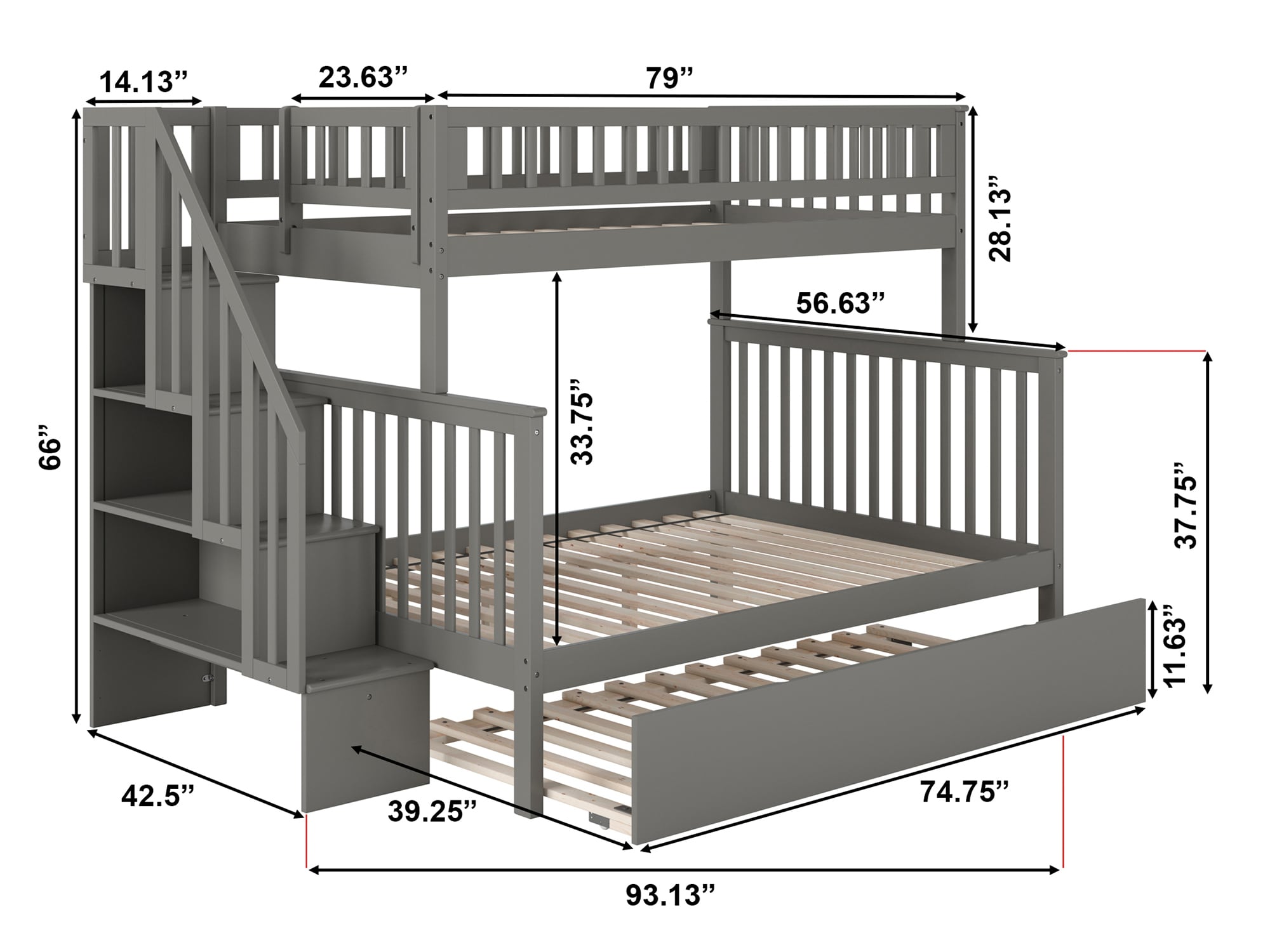 AFI Furnishings Woodland Grey Twin Over Full Bunk Bed at Lowes.com