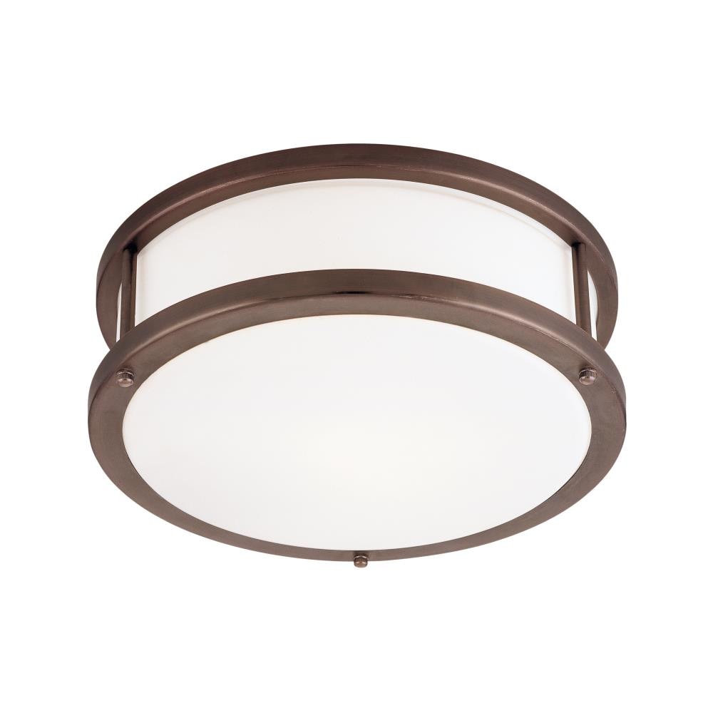 Access Lighting 50079LEDD-BRZ/OPL Conga 1 -Light 12-in Gloss Bronze Indoor/Outdoor Integrated LED Flush Mount Light ENERGY STAR Certified