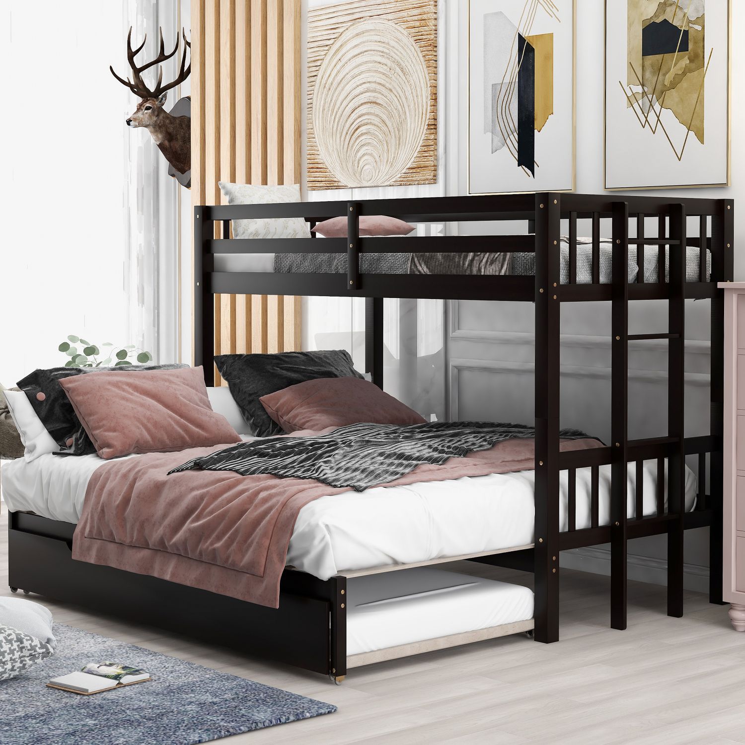JASMODER SM000301AAP-1 Espresso Twin Composite Platform Bed