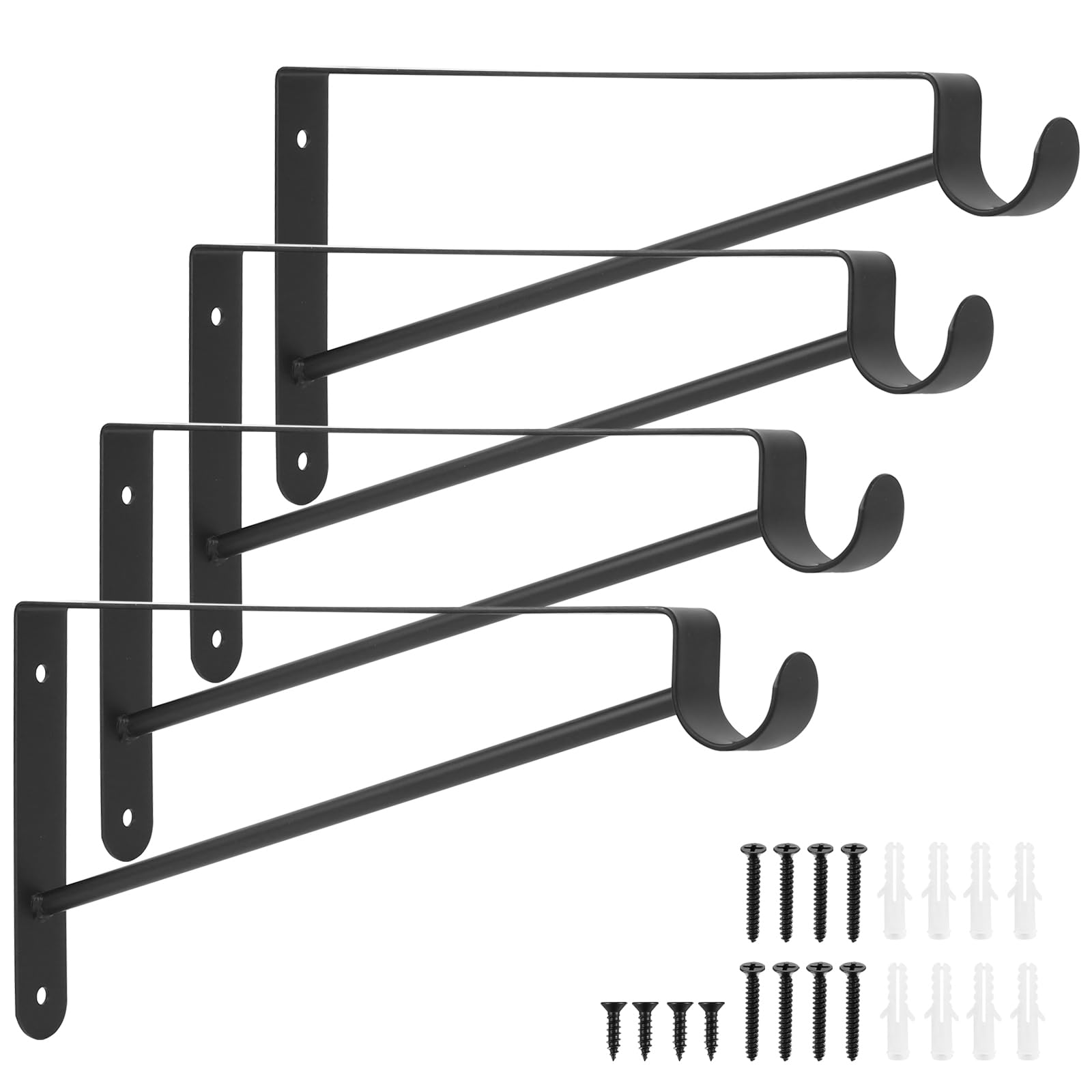 Phewnyzo -  4 pcs Closet Shelf and Rod Brackets Heavy Duty Wall Mounted Shelf Supports with Rod H...