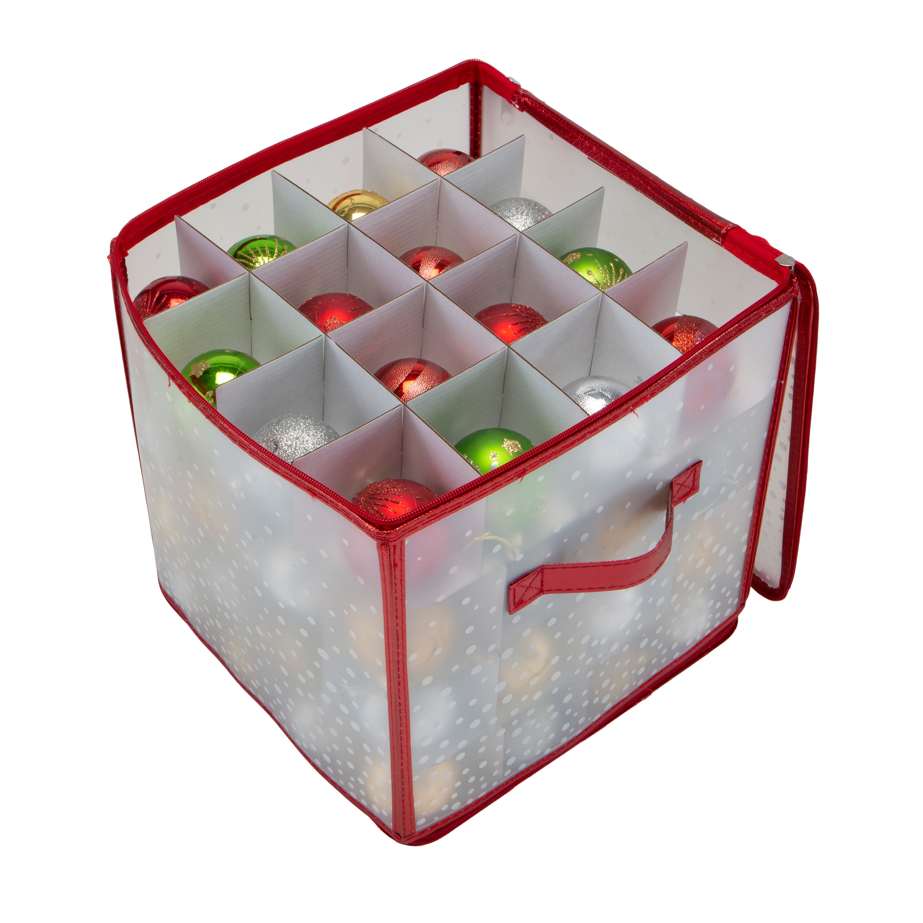 Simplify 20.67-in x 11.81-in 27-Compartment Red Polyester Ornament Storage  Box in the Ornament Storage Boxes department at