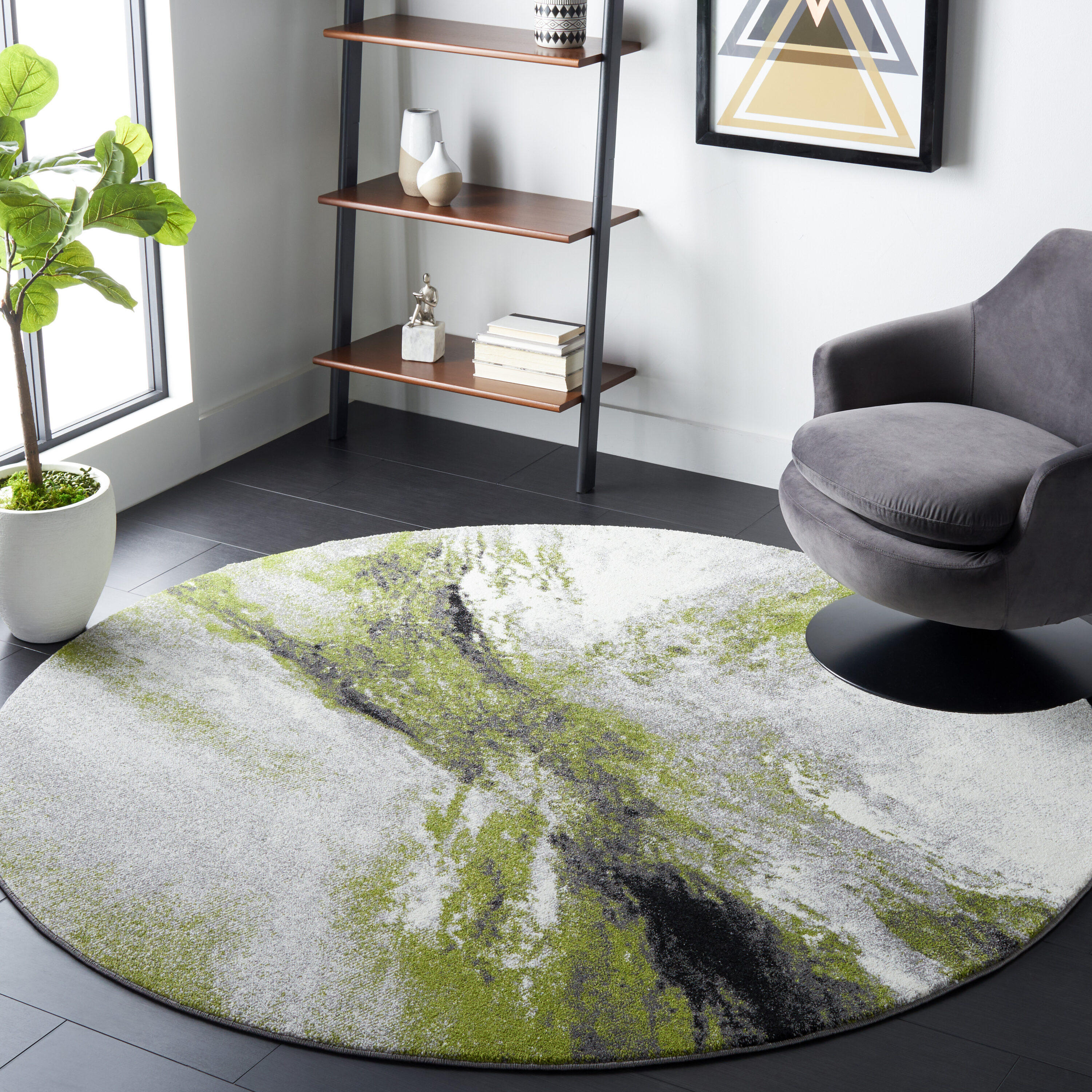 Safavieh - Galaxy 117F Grey/Green 7 x 7 Round Area rug