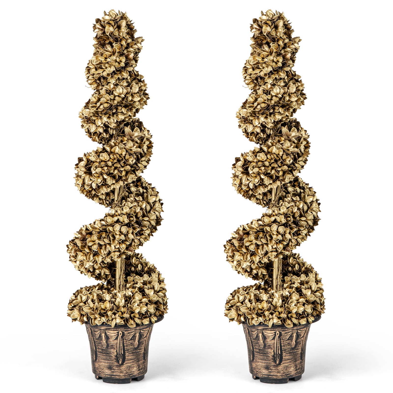 Iseryn 47-in Gold Indoor/Outdoor Floor Boxwood Artificial Tree