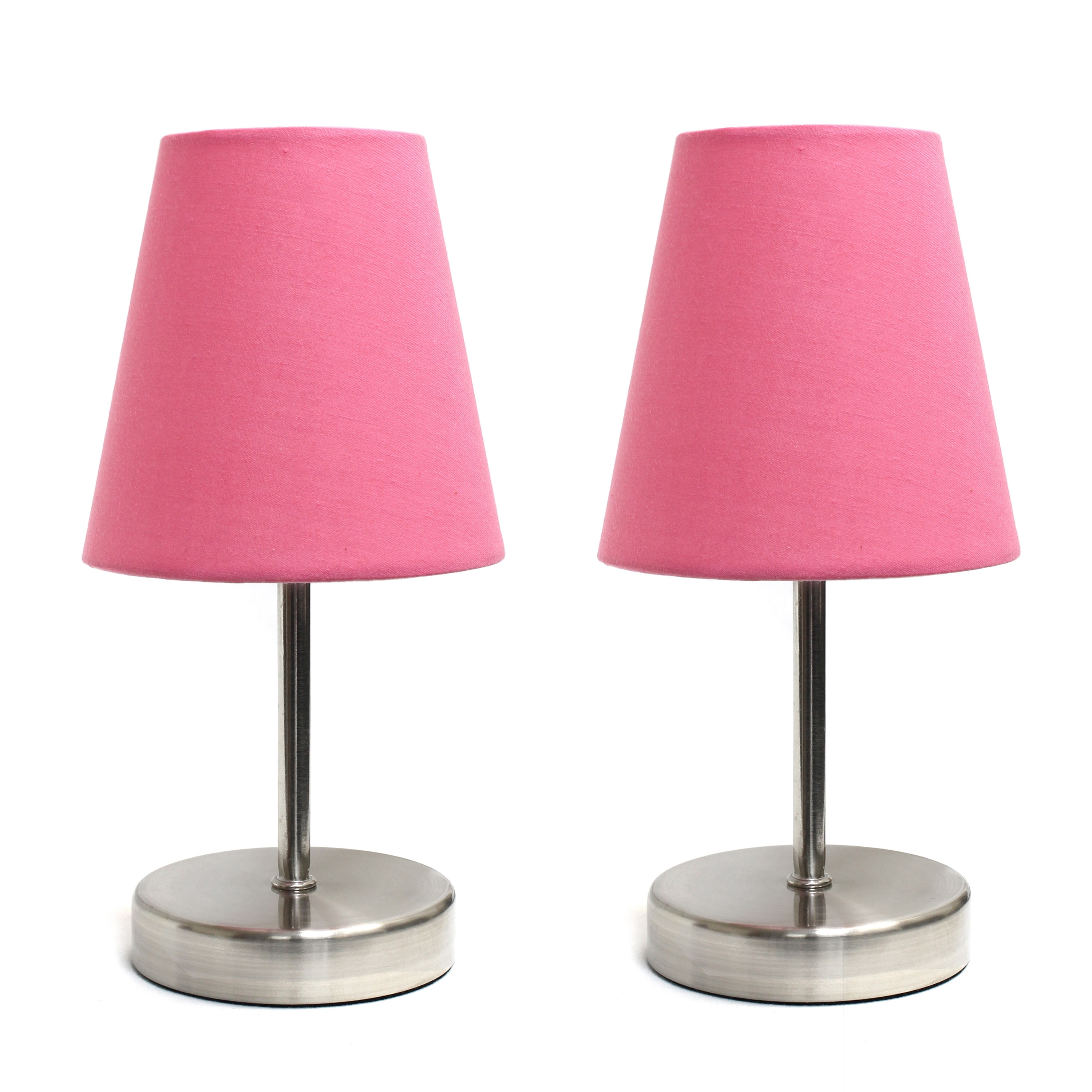 Creekwood Home CWT-2007-PN-2PK 10.5-in Sand Nickel/Pink LED On/Off switch Table Lamp with Fabric Shade 2 -Set