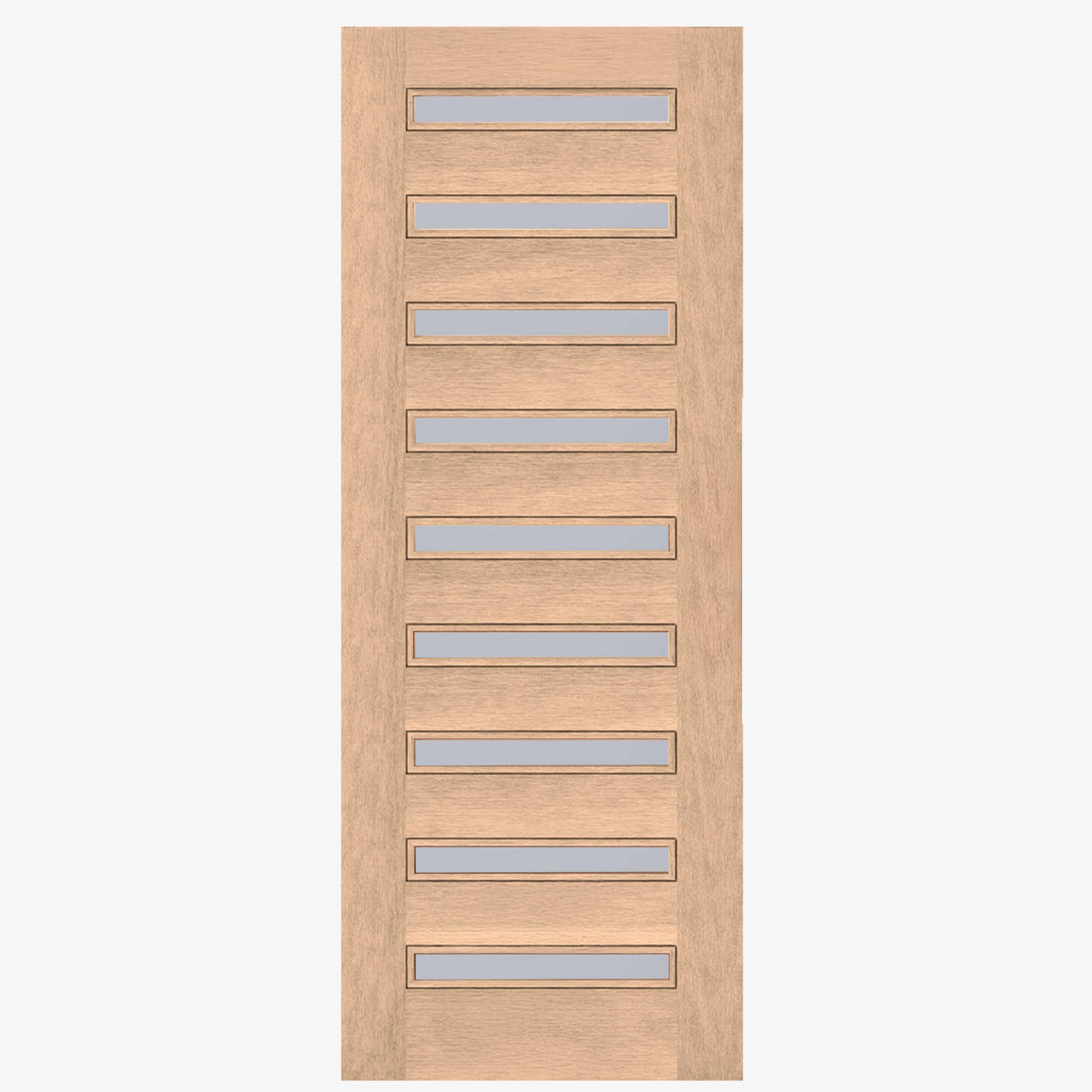 ETO DOORS MODERNO-3680 Moderno 36-in x 80-in x Wood Pulse lite Universal reversible Mahogany Unfinished Slab Front Door Solid core