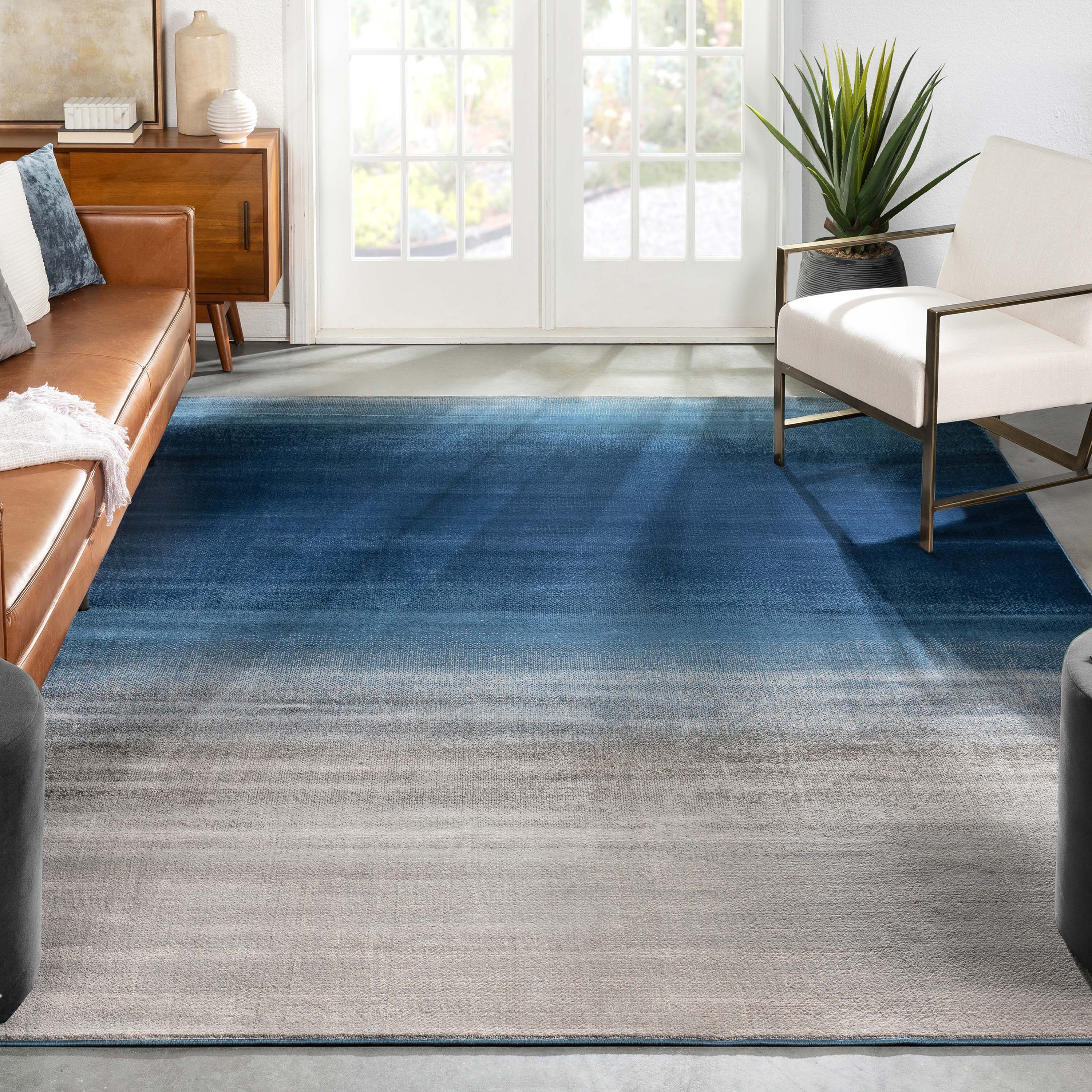 Well Woven 549547 8 x 10 (ft) Loomed Polypropylene Blue Rectangular Indoor Abstract Mid-Century Modern Area rug