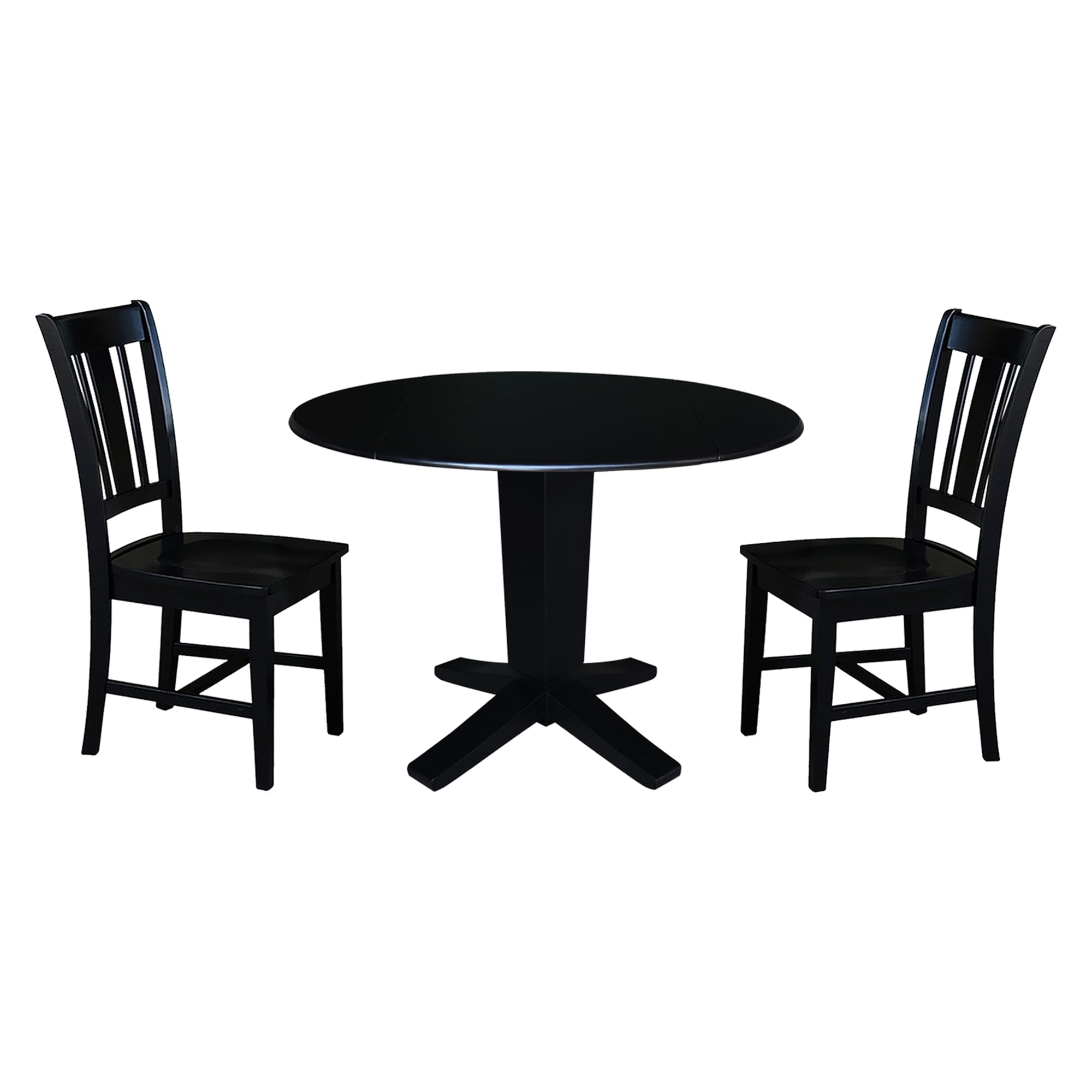 International Concepts K46-42DPT-23B-C10-2 Black Traditional Dining Room Set with Round Table ( Seats 4 )