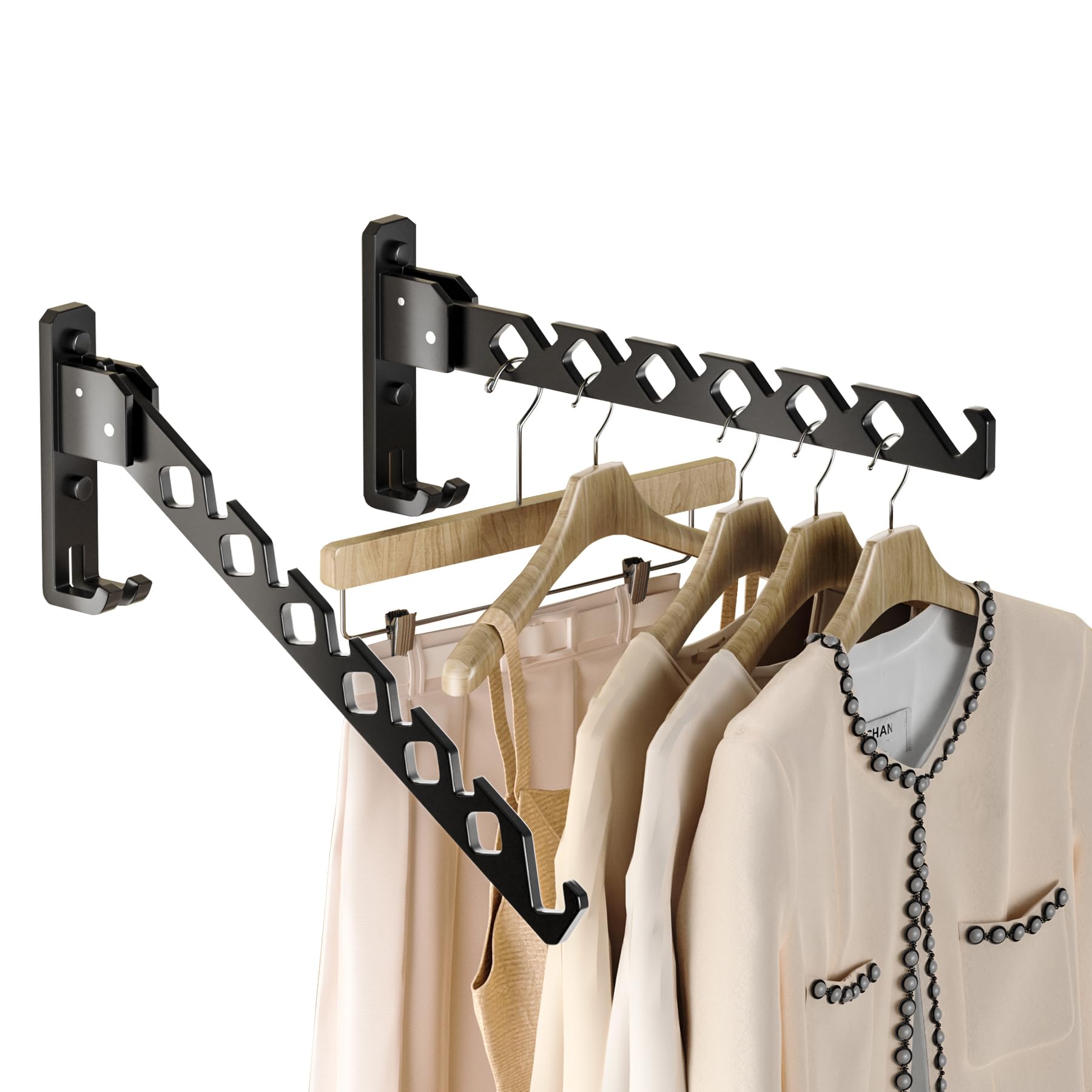 Coat Rack Frame KIWDZFU Wall Mount Coat Hanger Holder Black Aluminum Retractable ...