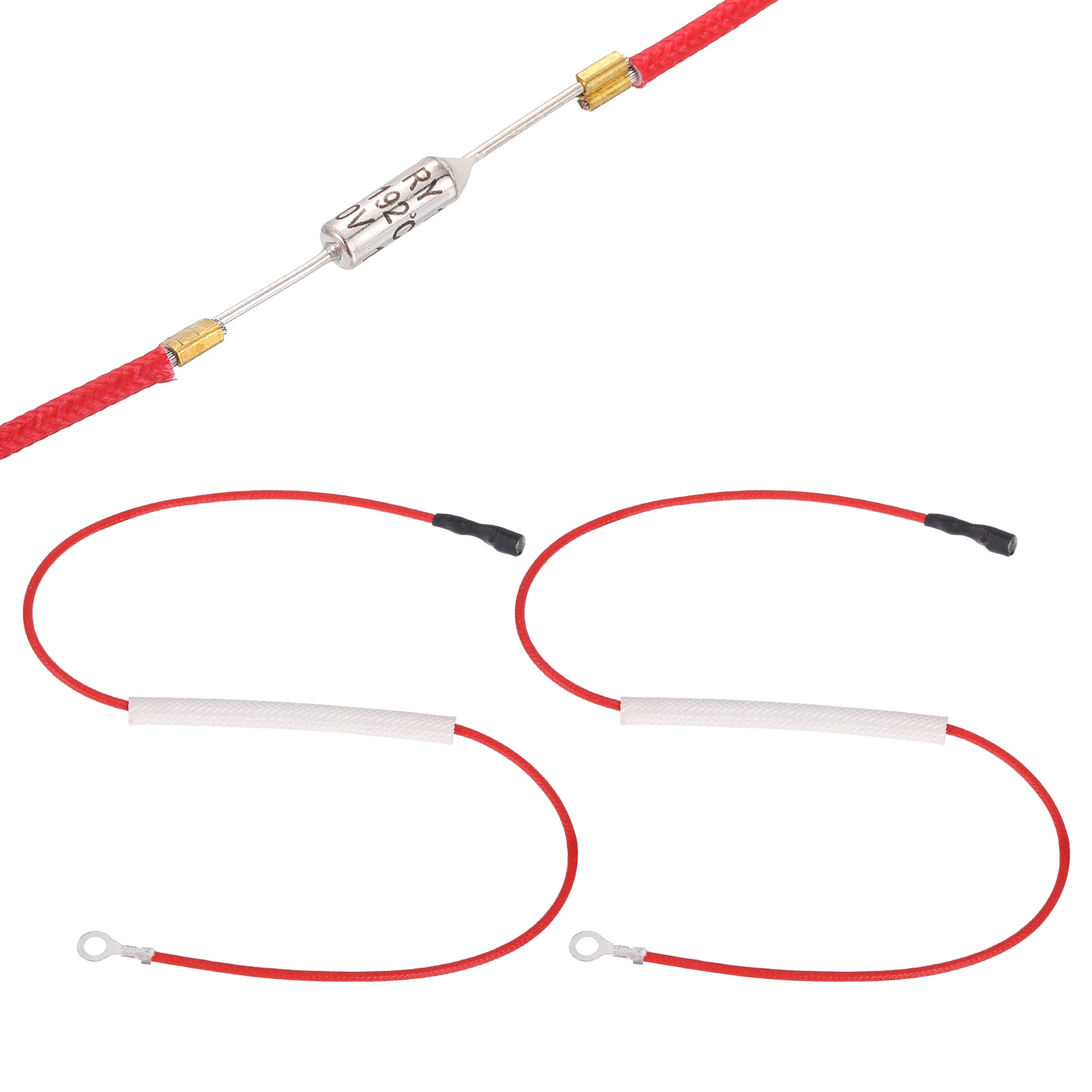 Unique Bargains 2pcs Universal Rice Cooker Temperature Fuse 192Deg 10A 250V Metal Thermal Fuse with Terminal and Ring Terminal Fiberglass Sleeving for Electric Pressure Cooker Repair Part #S26042700UX1723