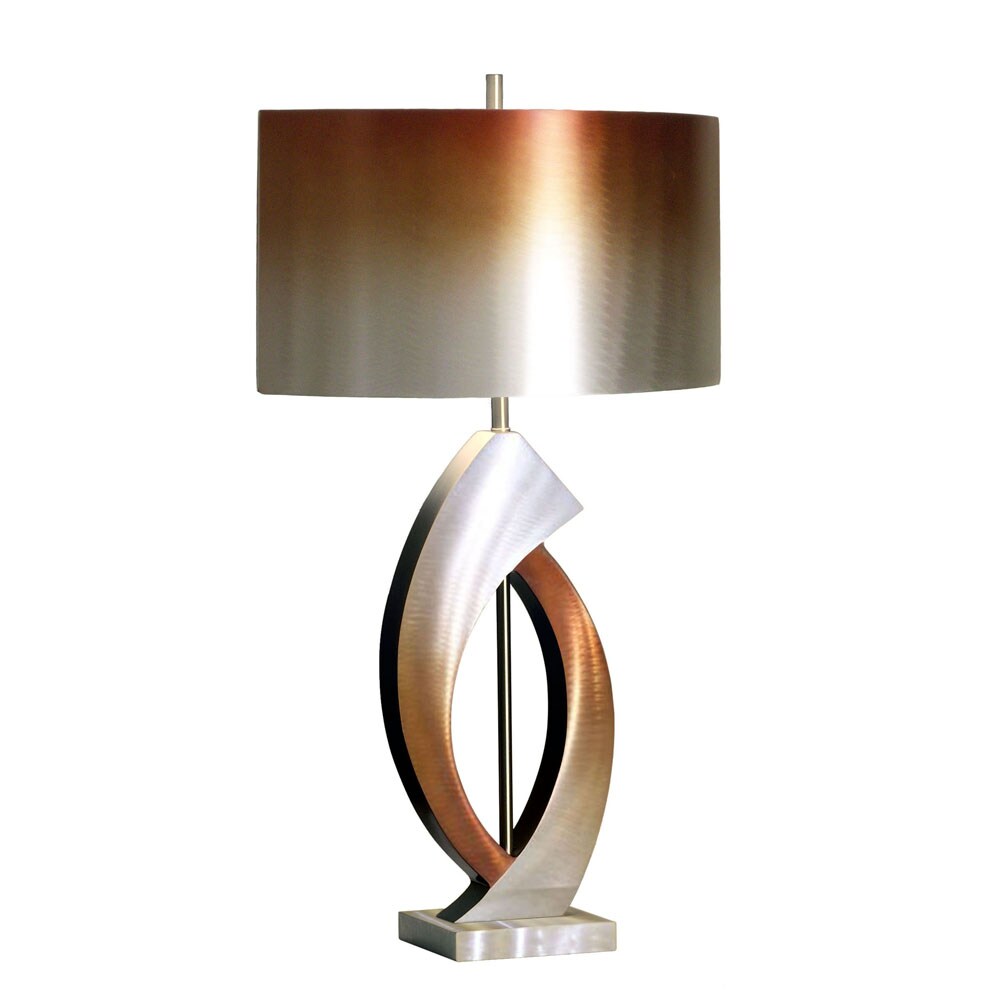 Nova Lighting 10640 30-in Brushed Aluminum, Rust and Bronze 3-way Table Lamp with Metal Shade