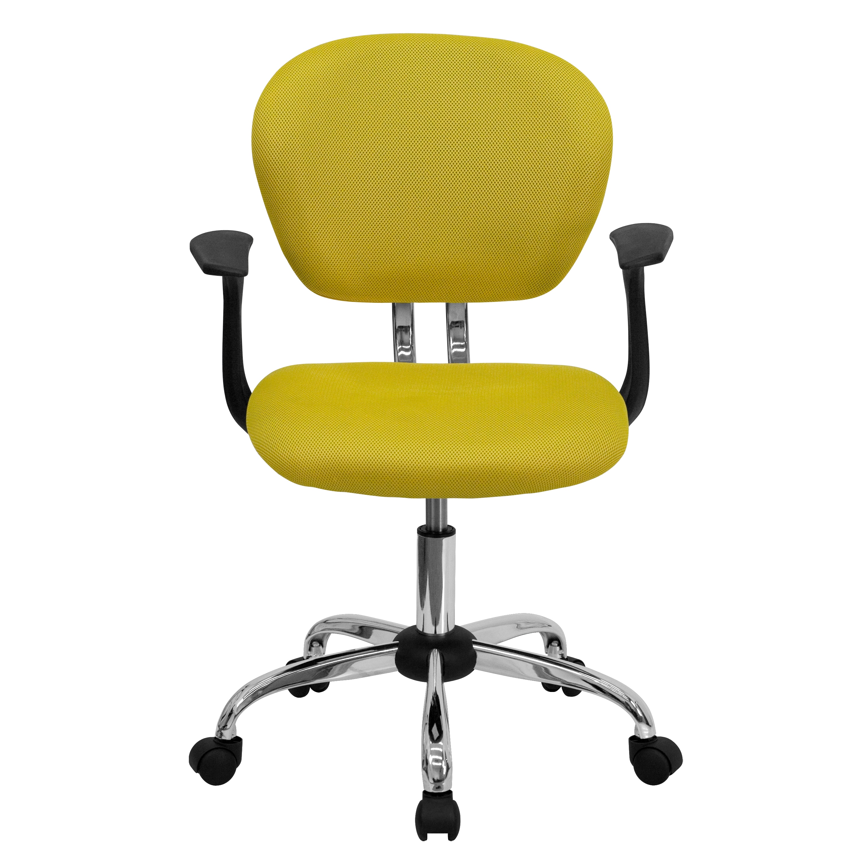 Ergonomic Mid-Back Mesh Task Chair in Vibrant Yellow with Metal Base