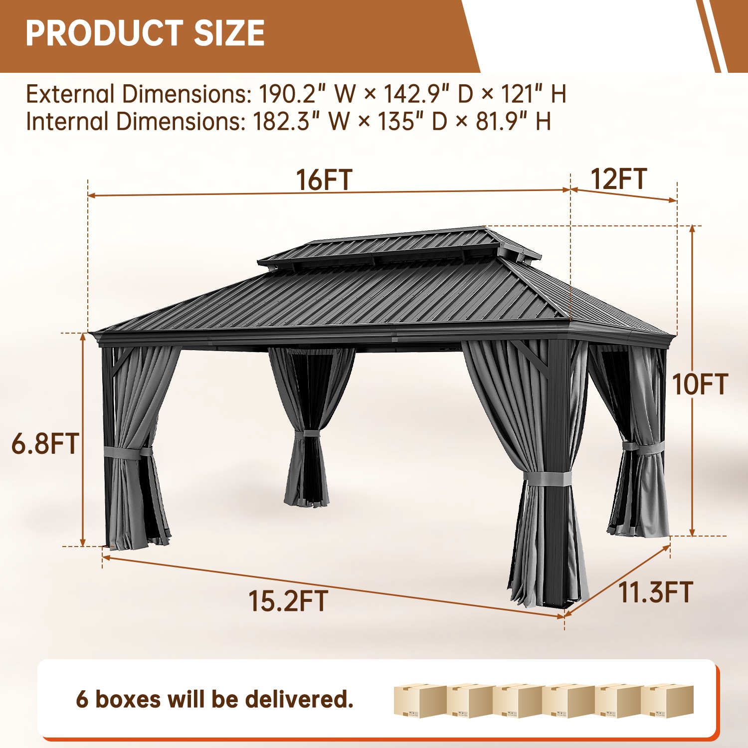 AOXUN AX-00602G Wood-Resin-Gazebos - View #8