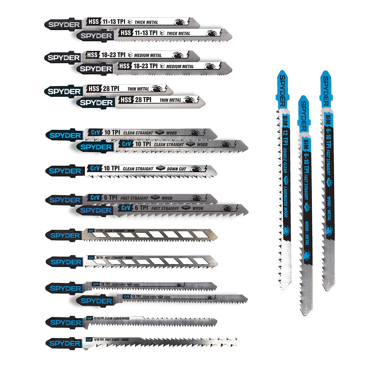 Spyder 300091 Set T-shank High-carbon steel Jigsaw Blade Set ( 20 -Pack )