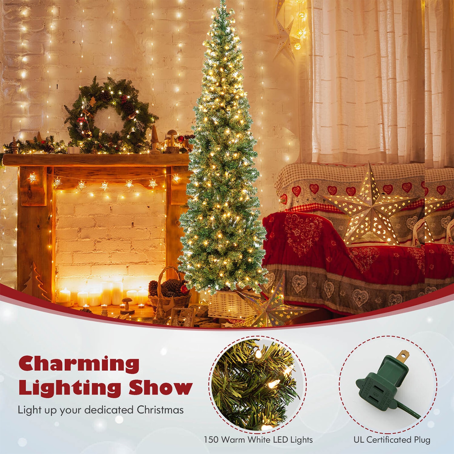 WELLFOR HYJ24071US Artificial-Christmas-Trees - View #4