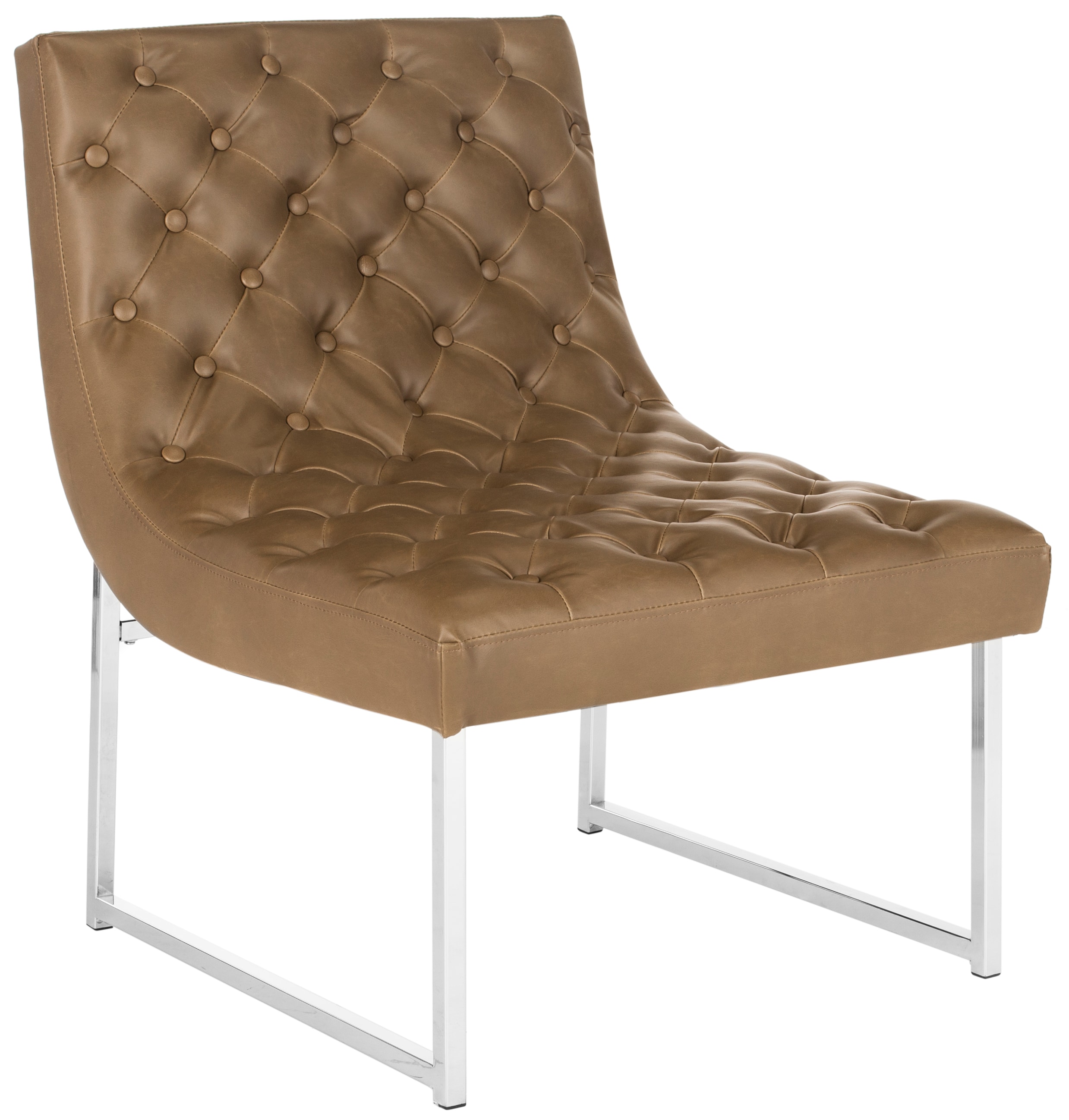 Hadley Antique Taupe Velvet Tufted Wood Accent Chair