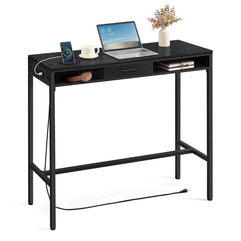 SONGMICS HOME LBT029B01 Bar Table – Bar Height Pub Table with Storage for Kitchen and Dining