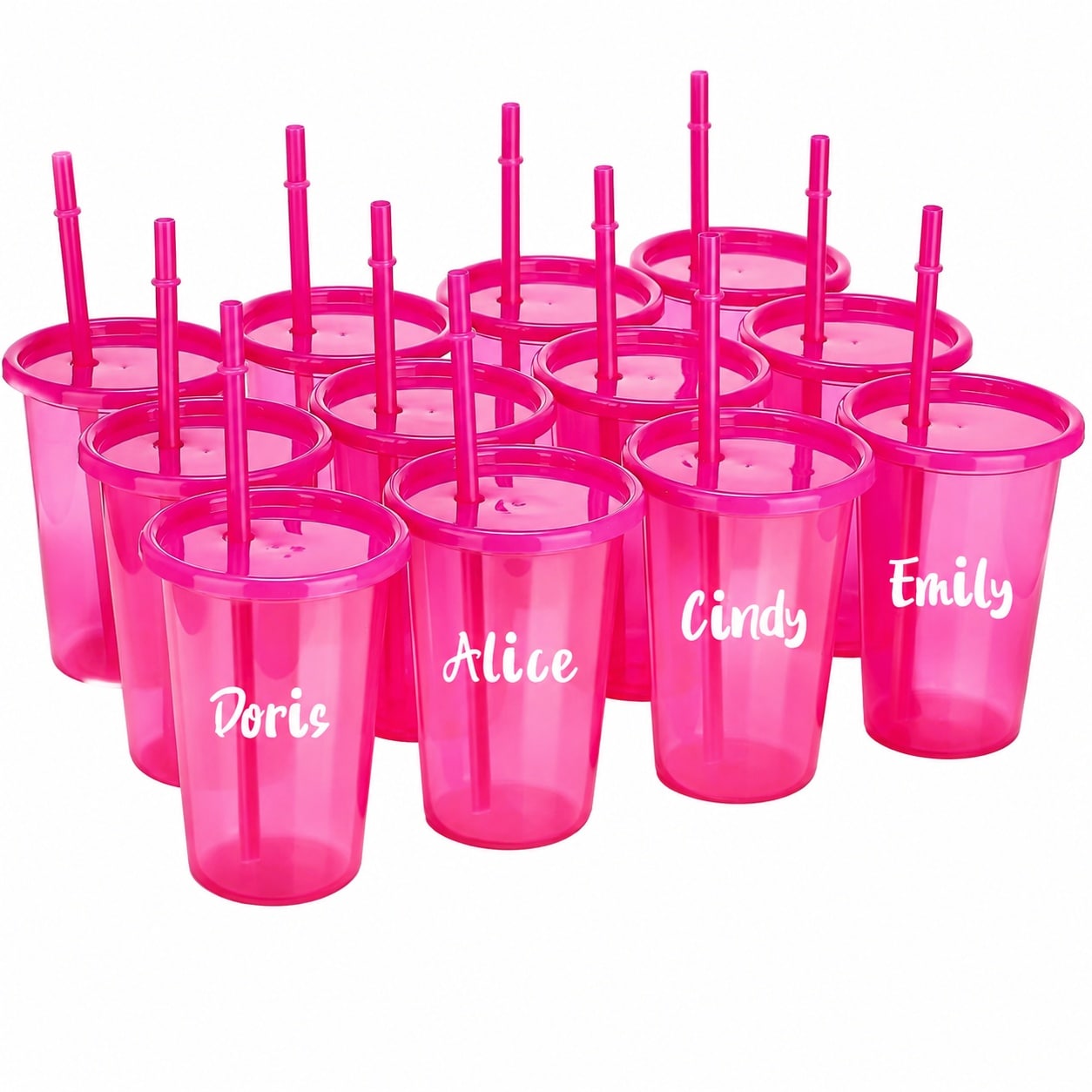Aoibox  Bulk Tumbler with Lid and Straw 14oz Plastic Cups for Adult Reusable Coffee Drinking Cup Set Water Travel Bottle