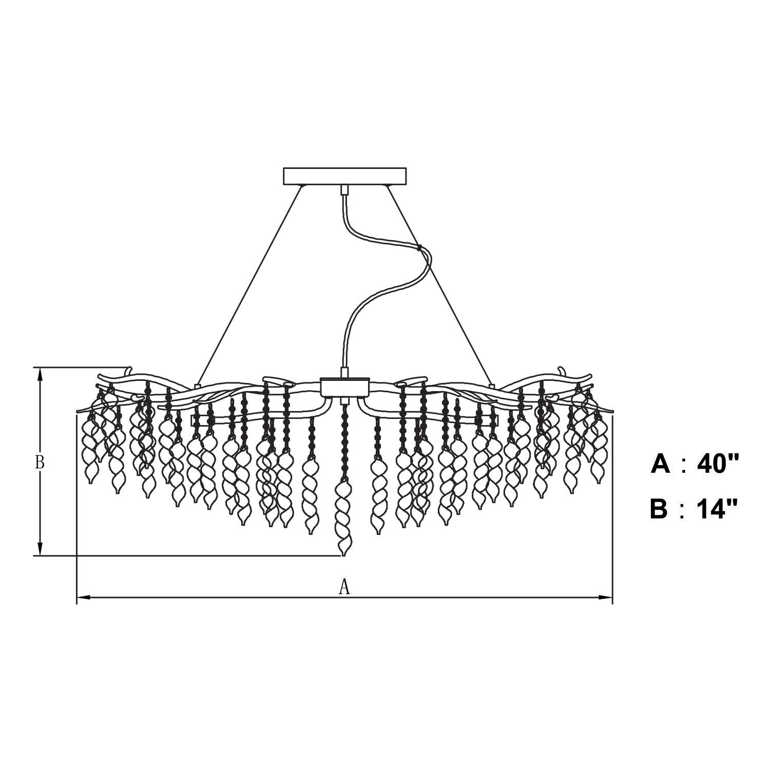Rainier Silver Mist 40" Crystal Waterfall Linear Chandelier