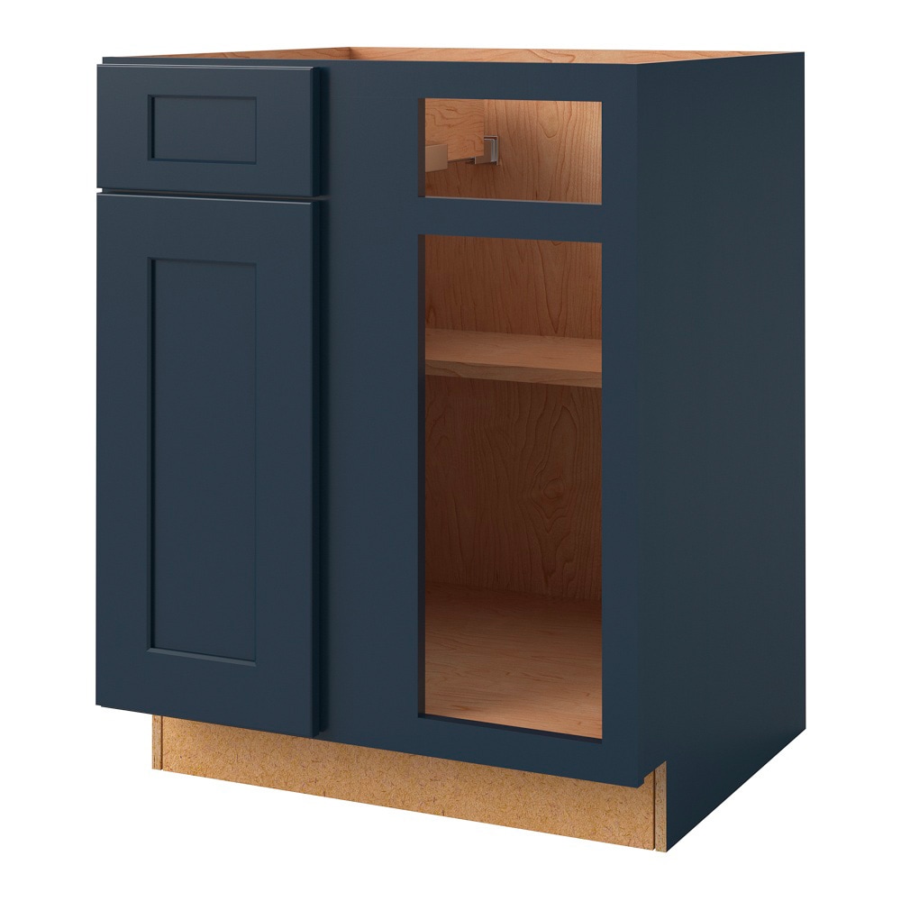 allen + roth 23365NV Port 27-in W x 34.5-in H x 24-in D Navy Blind Blind Corner base Fully assembled Cabinet (Flat Panel Shaker)
