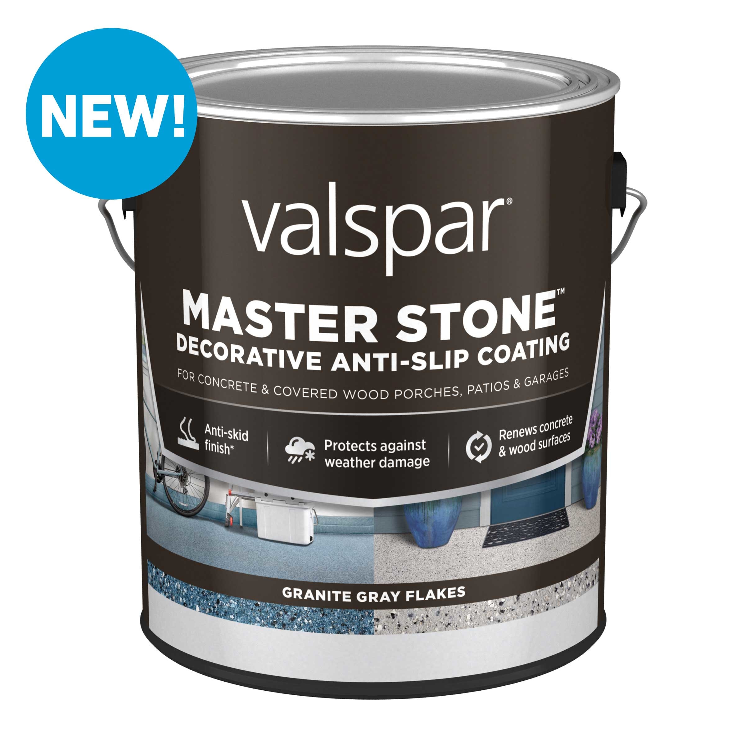 Valspar 009.0083074.007 Master Stone 1-part Base 4, Granite Gray Flakes Acrylic Concrete and Garage Floor Paint ( 1-gallon )