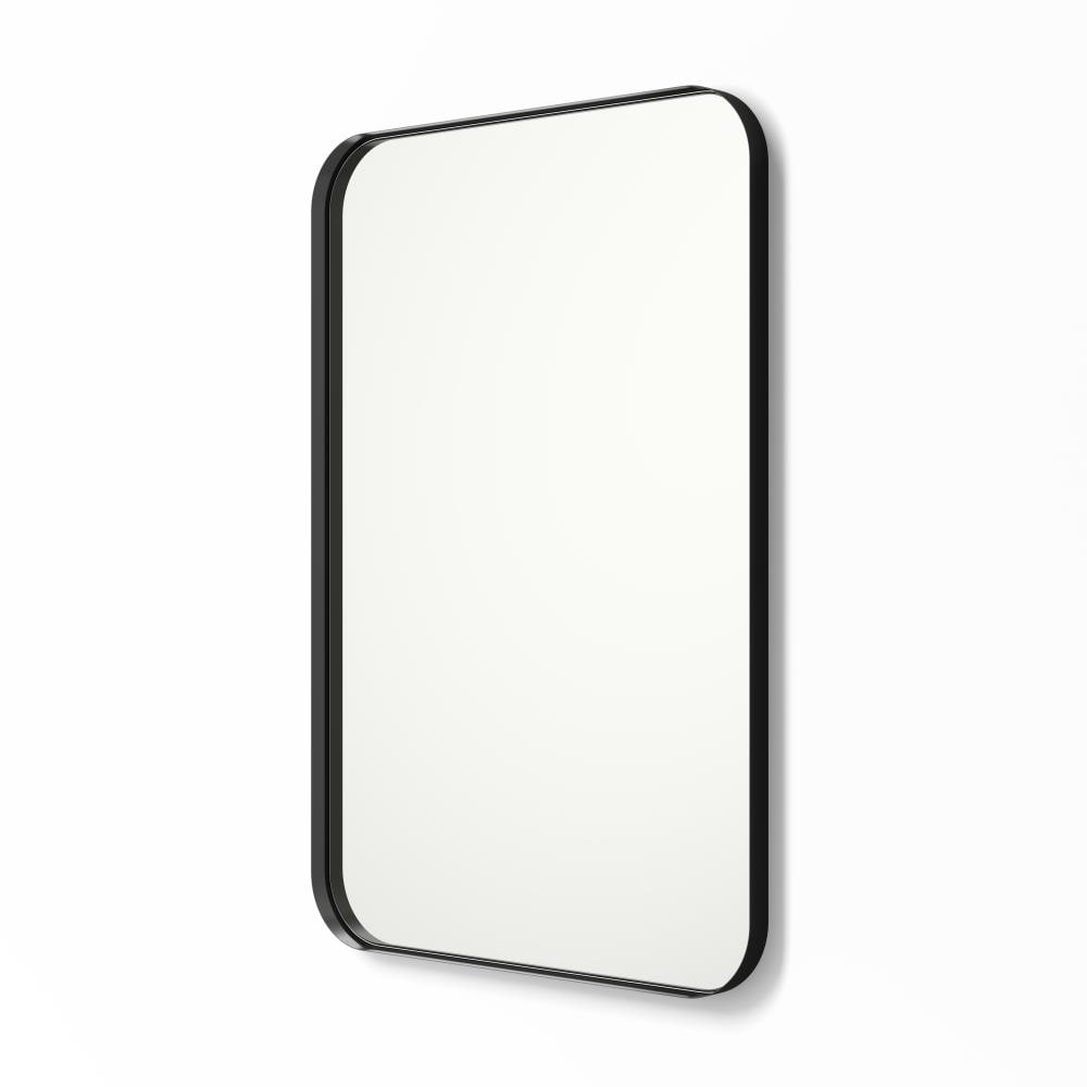 Better Bevel 20-in x 30-in Black Rectangular Framed Bathroom Vanity Mirror  in the Bathroom Mirrors department at
