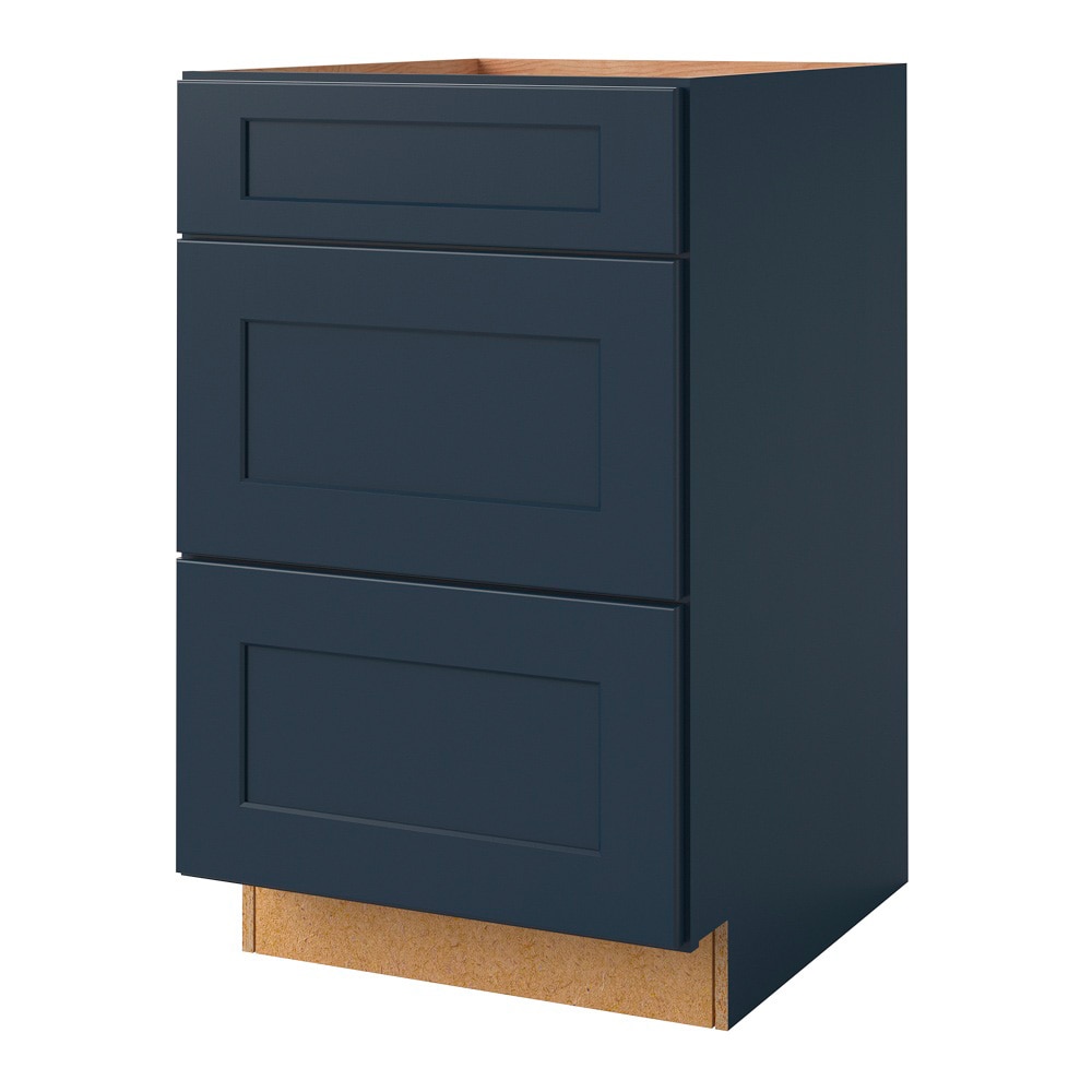 Port 21-in W x 34.5-in H x 24-in D Navy 3-Drawers Base Fully Assembled Cabinet (Flat Panel Style) in Blue | - allen + roth 21210NV