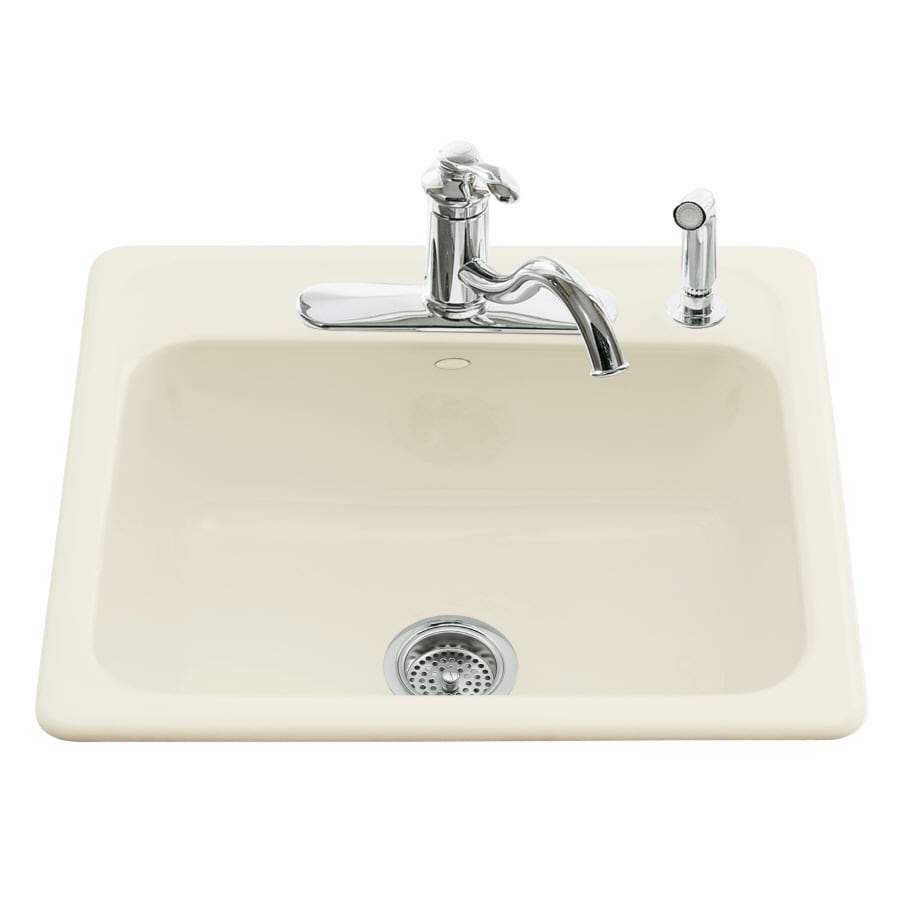 Mayfield Drop-In Cast Iron 25 in. 4-Hole Single Bowl Kitchen Sink in White