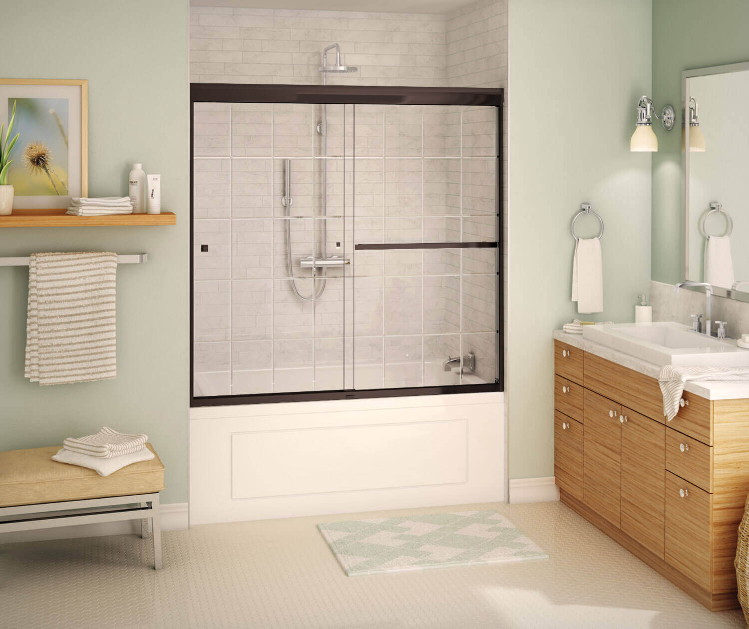 MAAX 135673-963-172-000 Aura Dark Bronze 55-in to 59-in W x 57-in H Semi-frameless Sliding Bathtub door