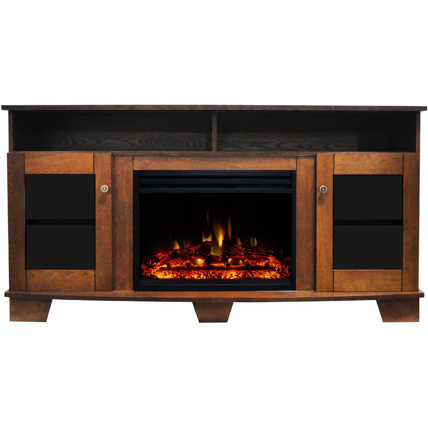 Cambridge CAM6022-1WALLG3 59.1-in W Walnut TV Stand with Fan-forced Electric Fireplace