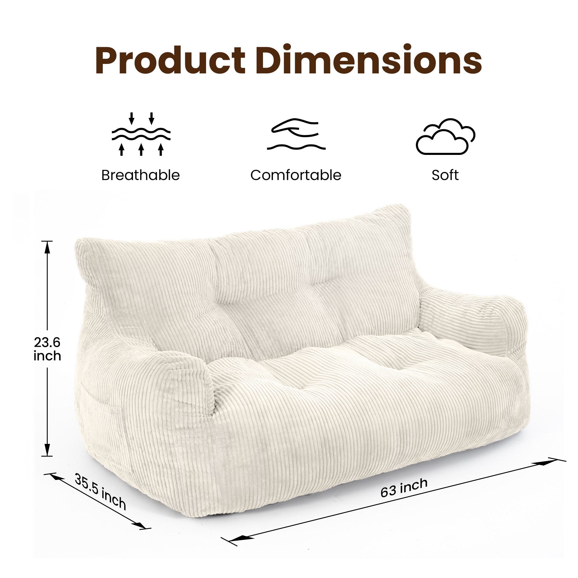 PamaPic BBC-2-WH-ML1 Bean-Bag-Chairs - View #6