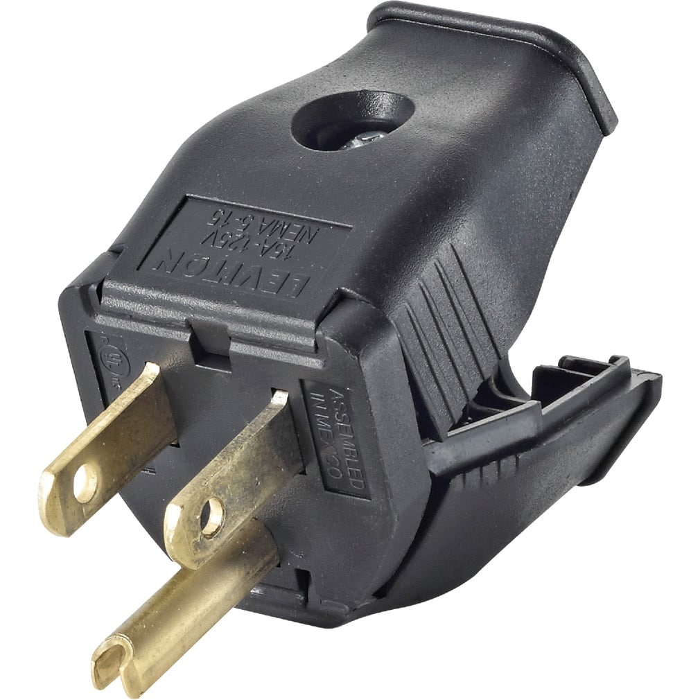 Leviton  15A Hinged Plug - Durable Black Thermoplastic for Indoor/Outdoor Use