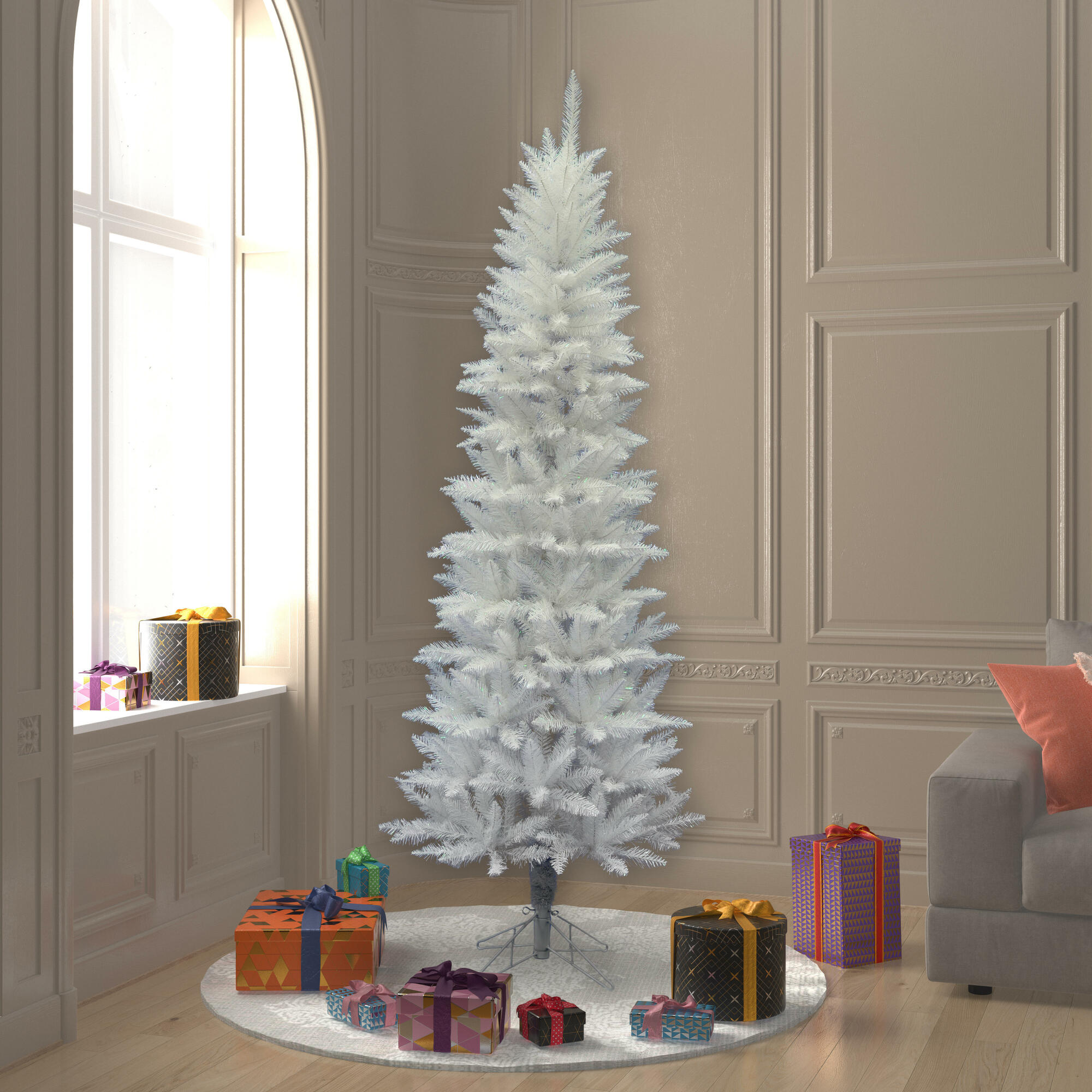 Vickerman 9-ft Spruce Pencil White Artificial Christmas Tree In The ...